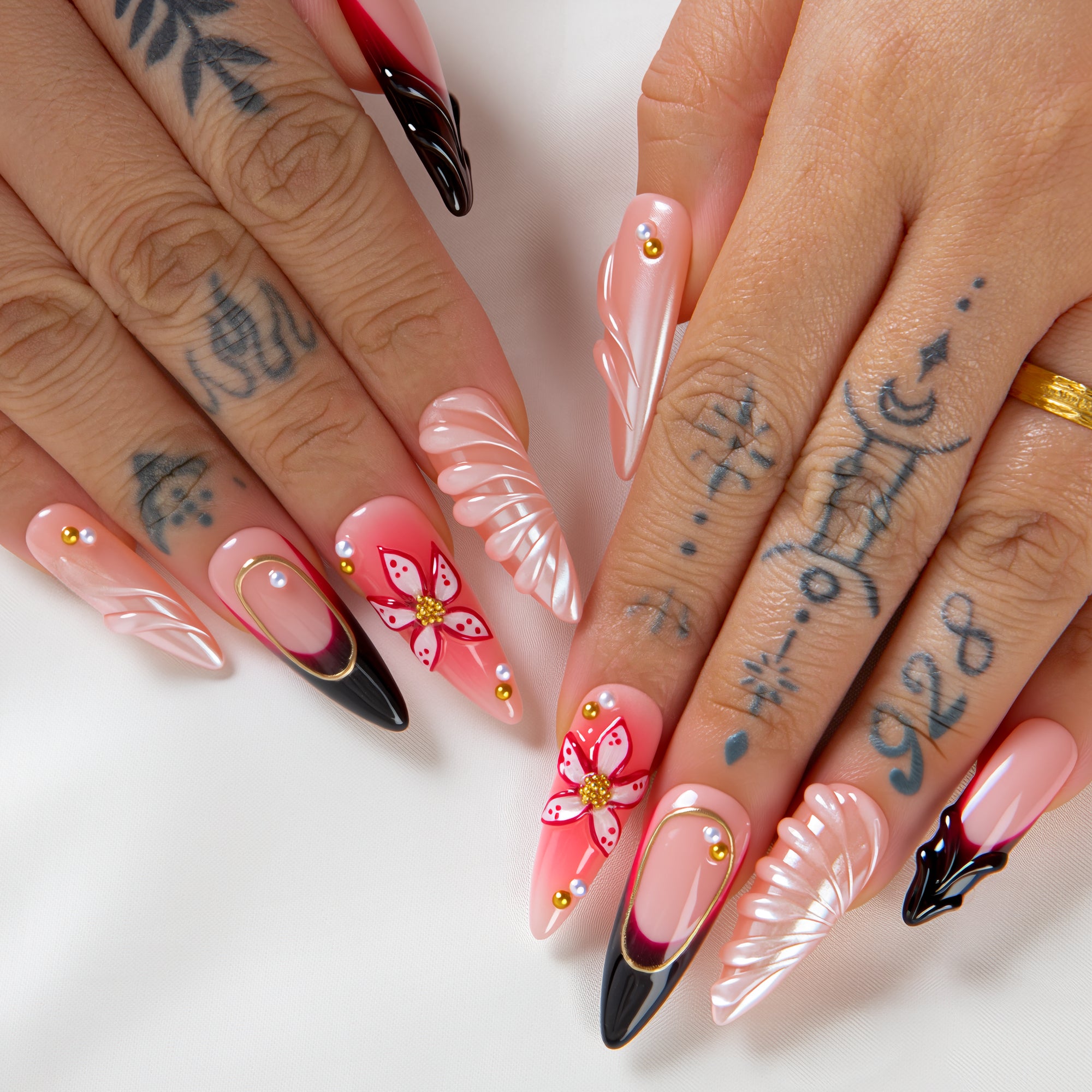 Crimson Veil Handmade Nails H707