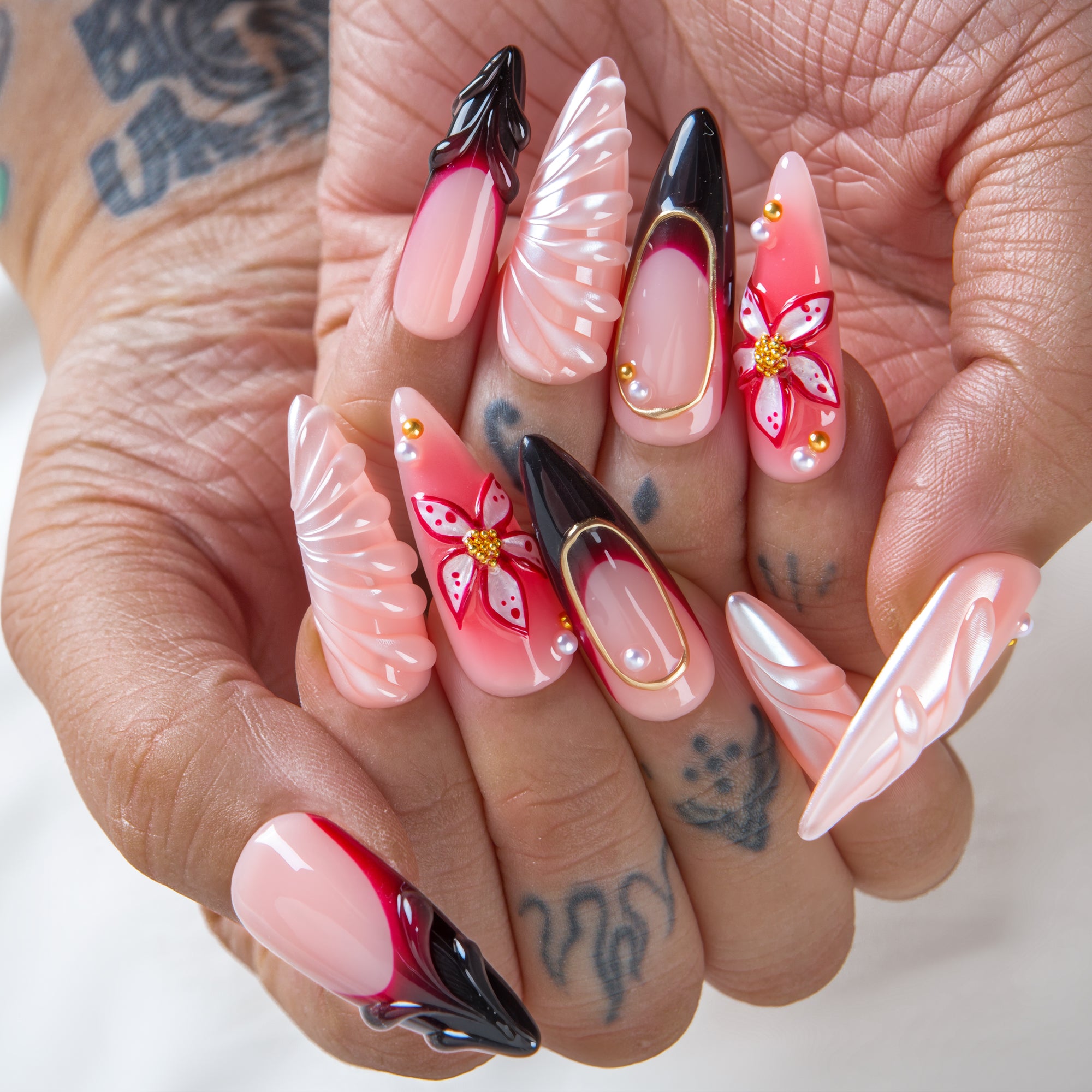 Crimson Veil Handmade Nails H707