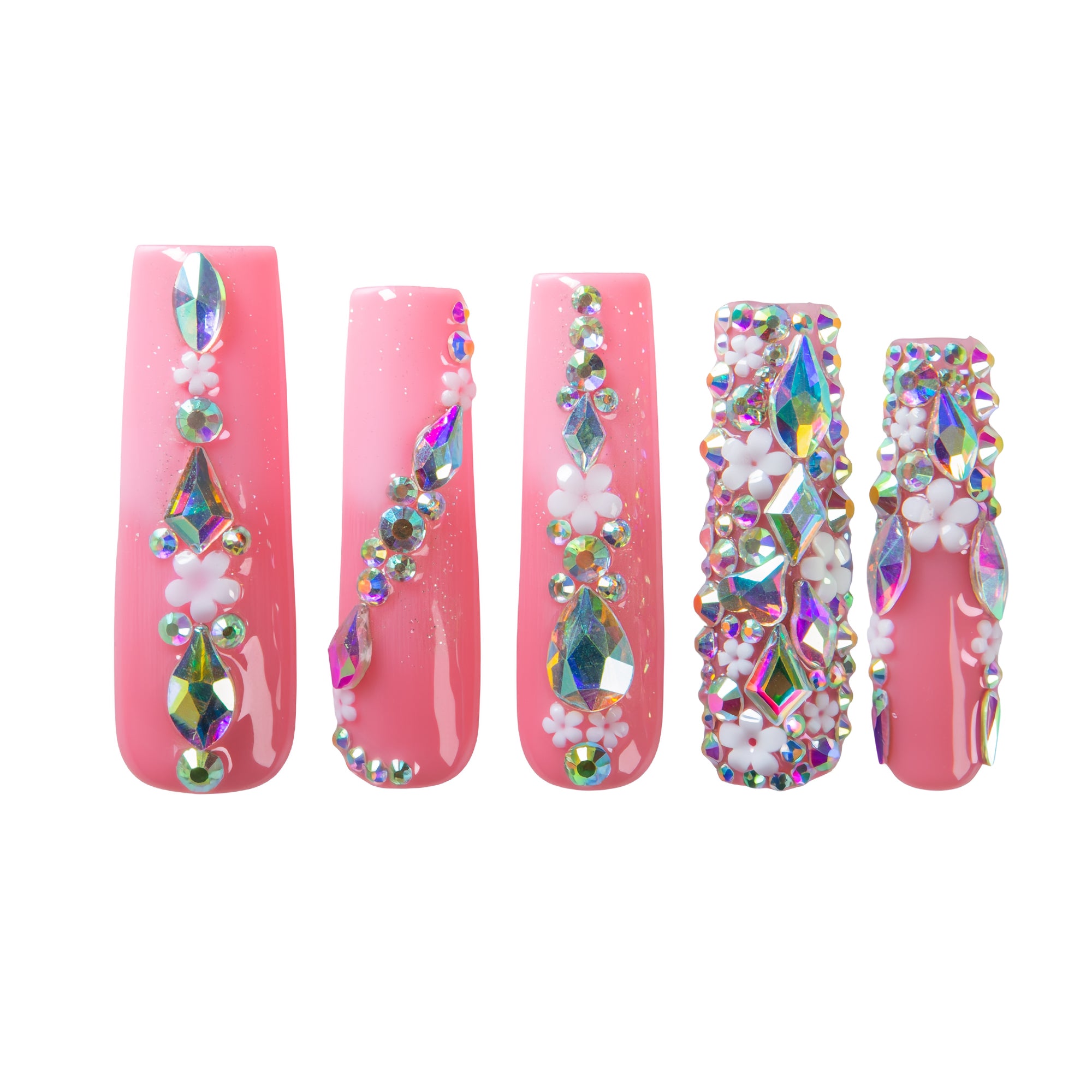 Pink Crystal Dream Handmade Nails H708