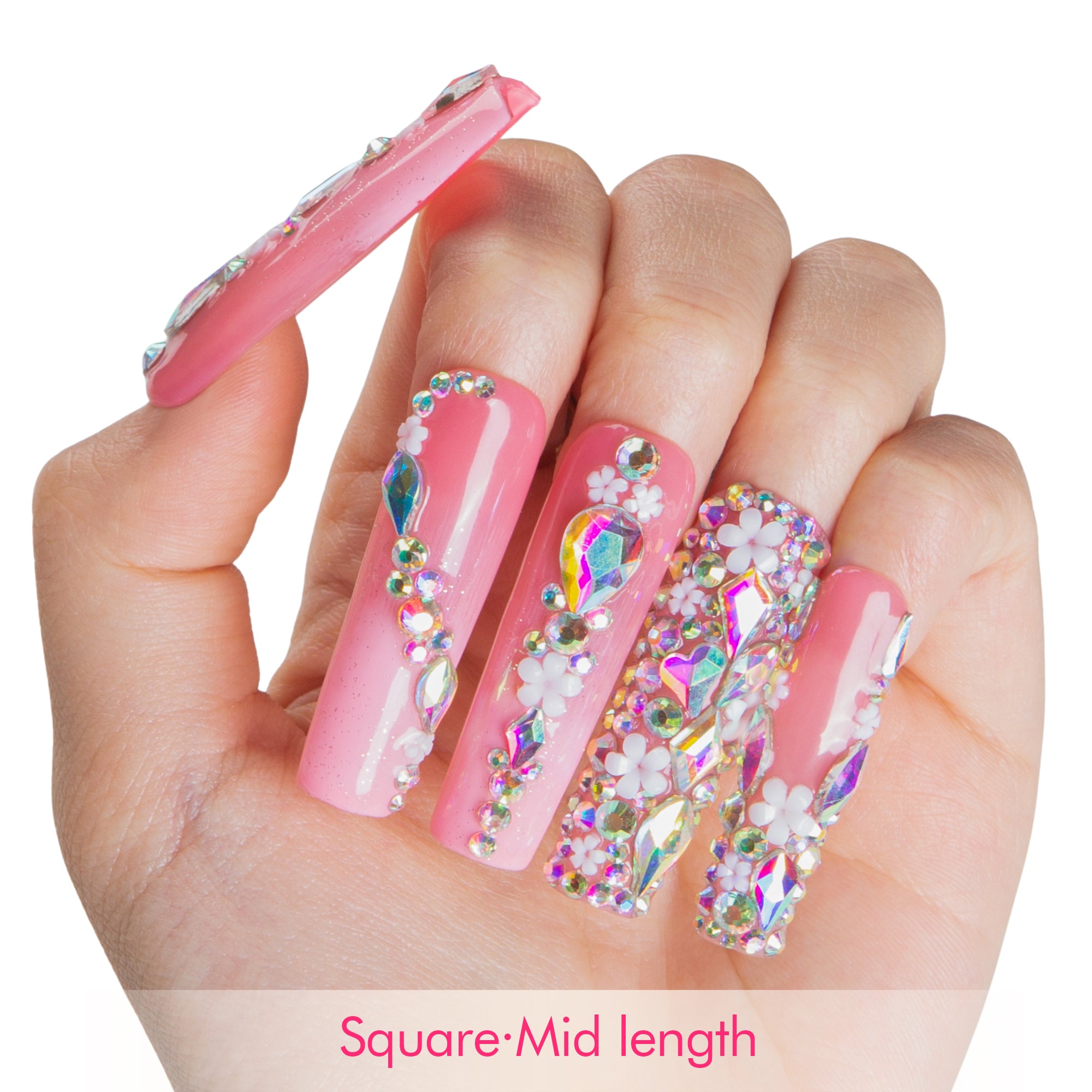 Pink Crystal Dream Handmade Nails H708
