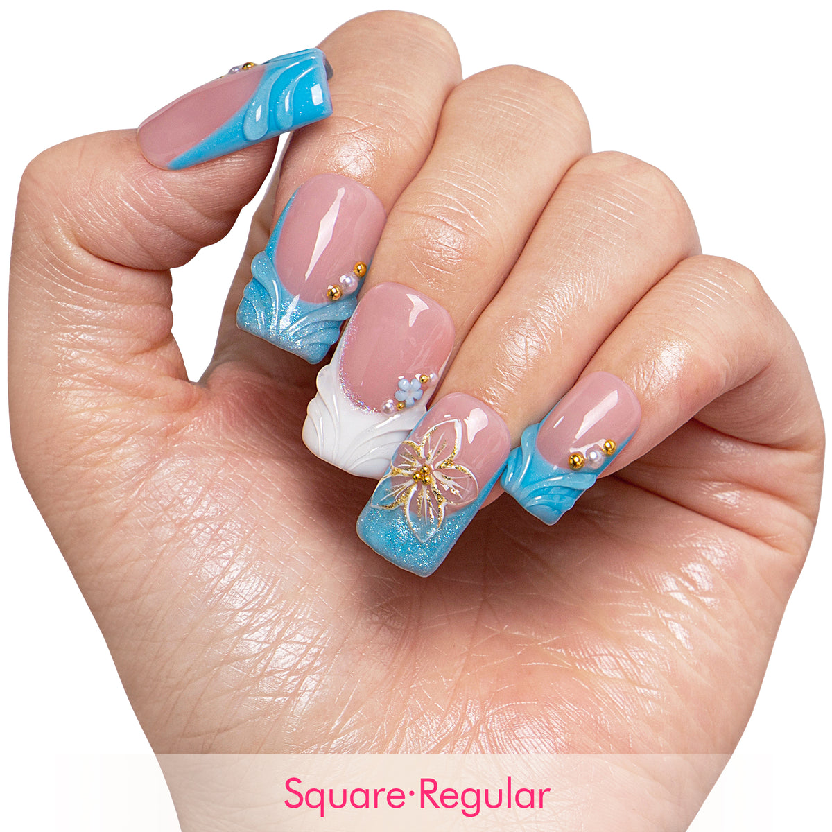 Glacial Blue Handmade Nails H714