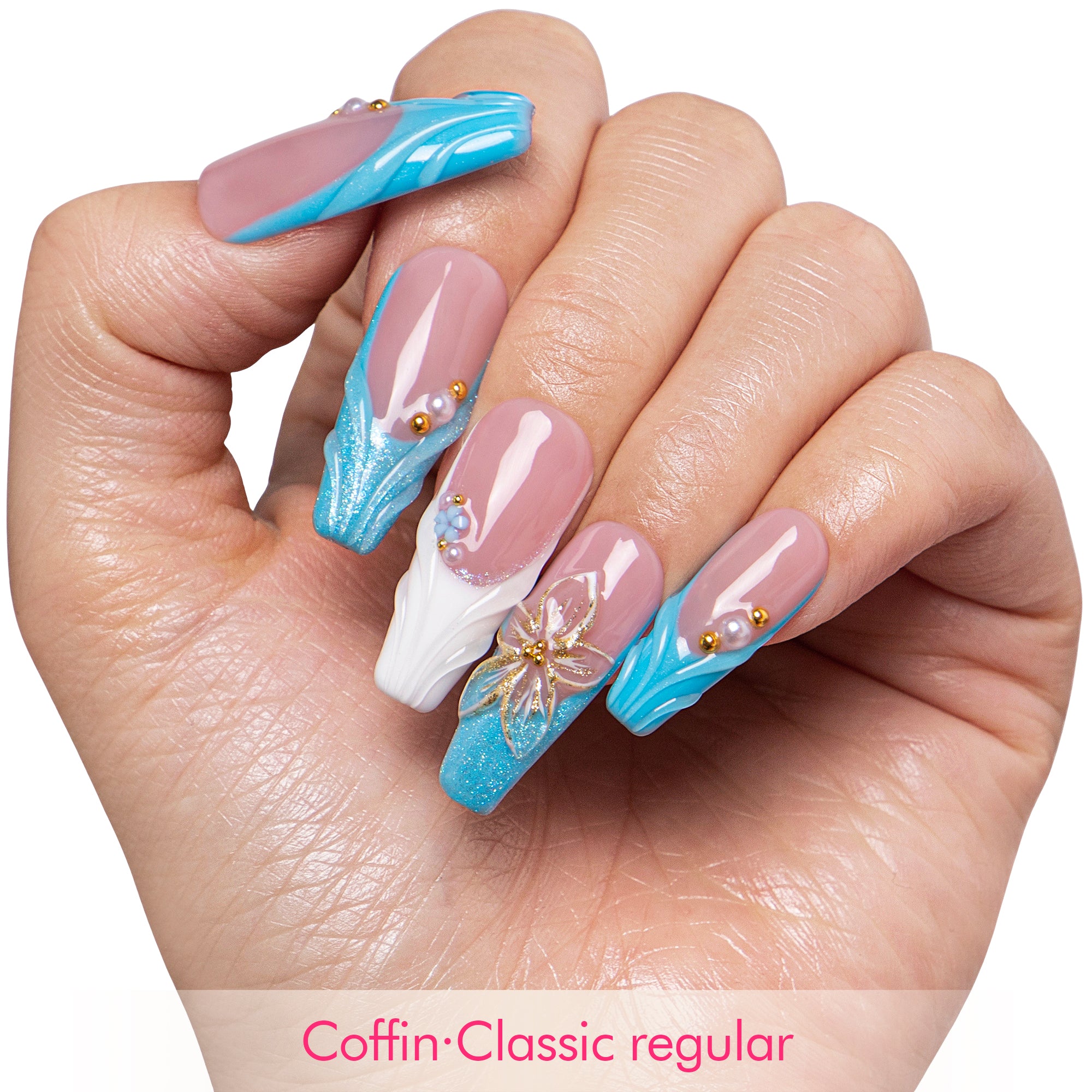 Glacial Blue Handmade Nails H714