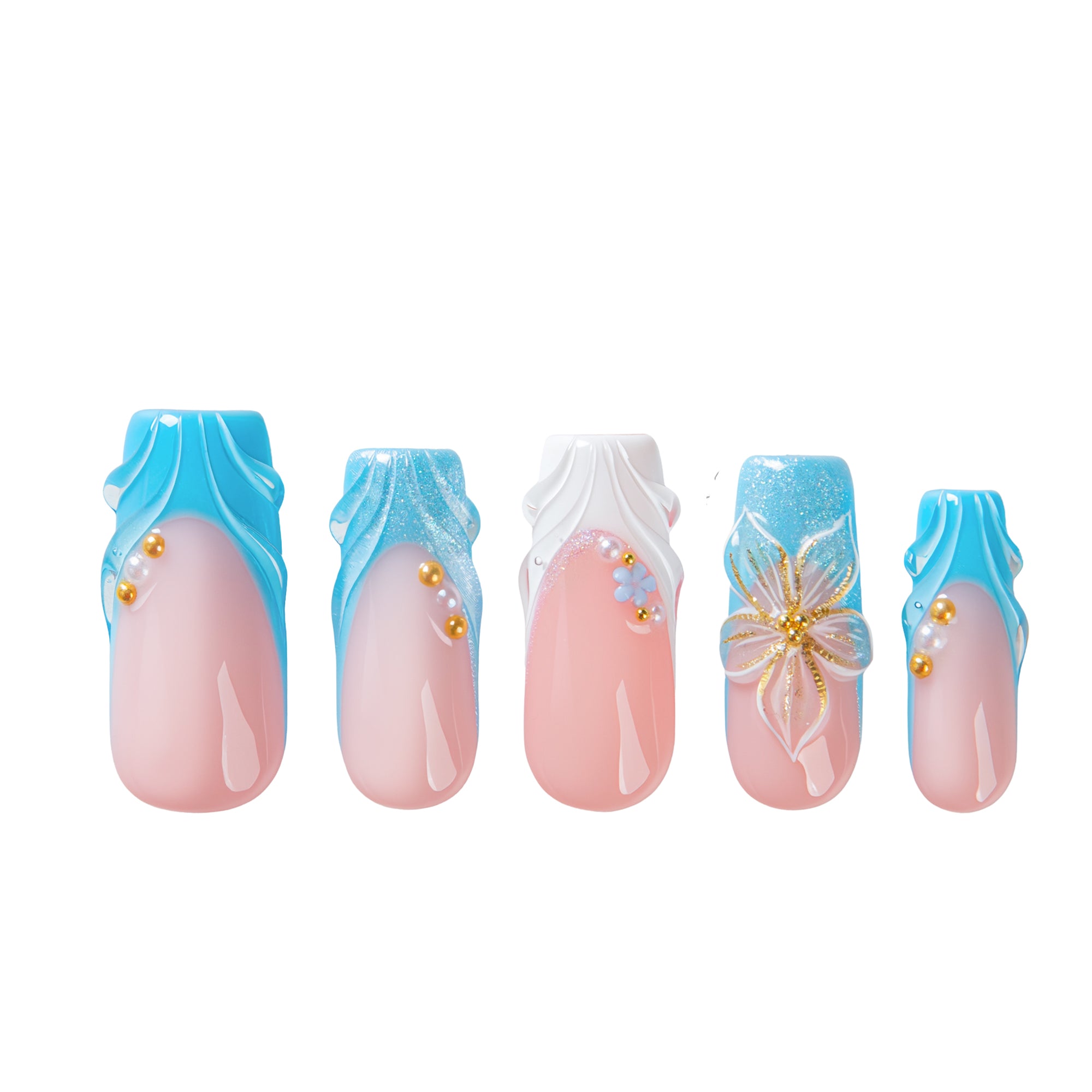 Glacial Blue Handmade Nails H714