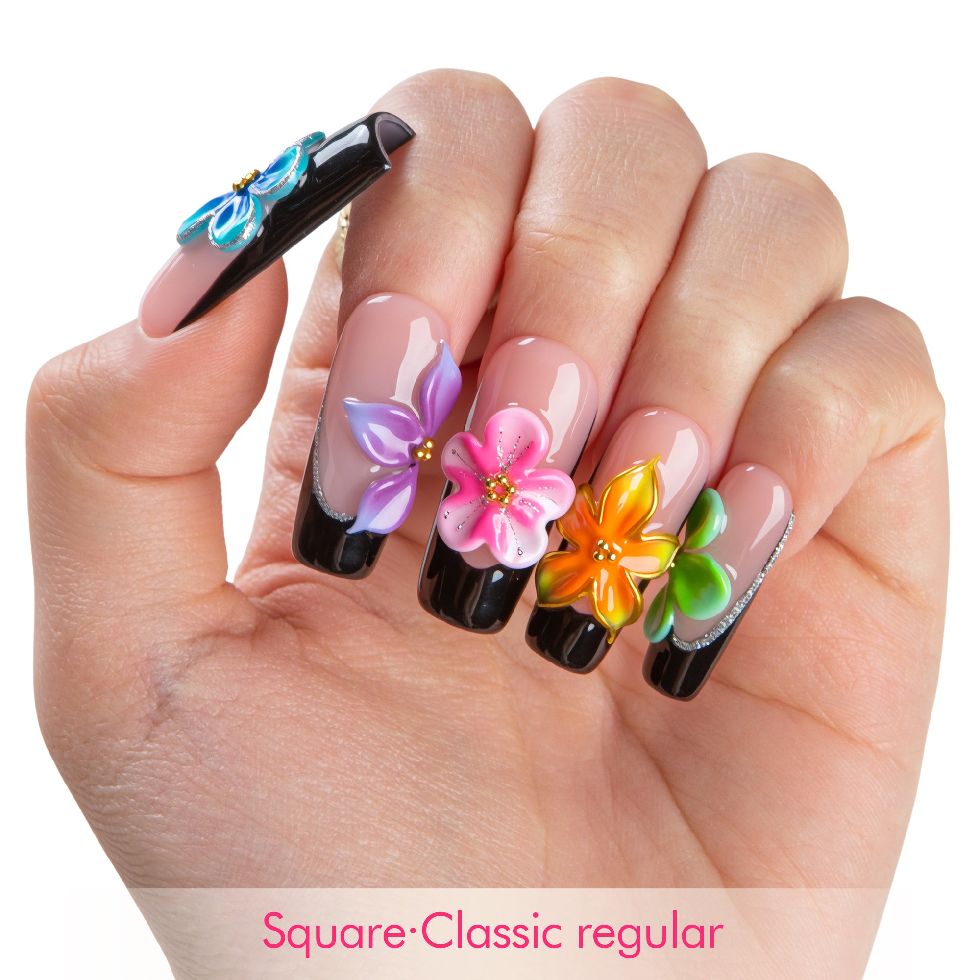 Fiery Bloom Handmade Nails H719