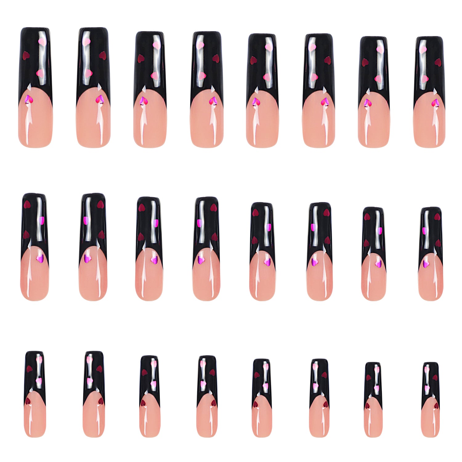 Romantic Sakura French Tip Handmade Nails 24pcs H71