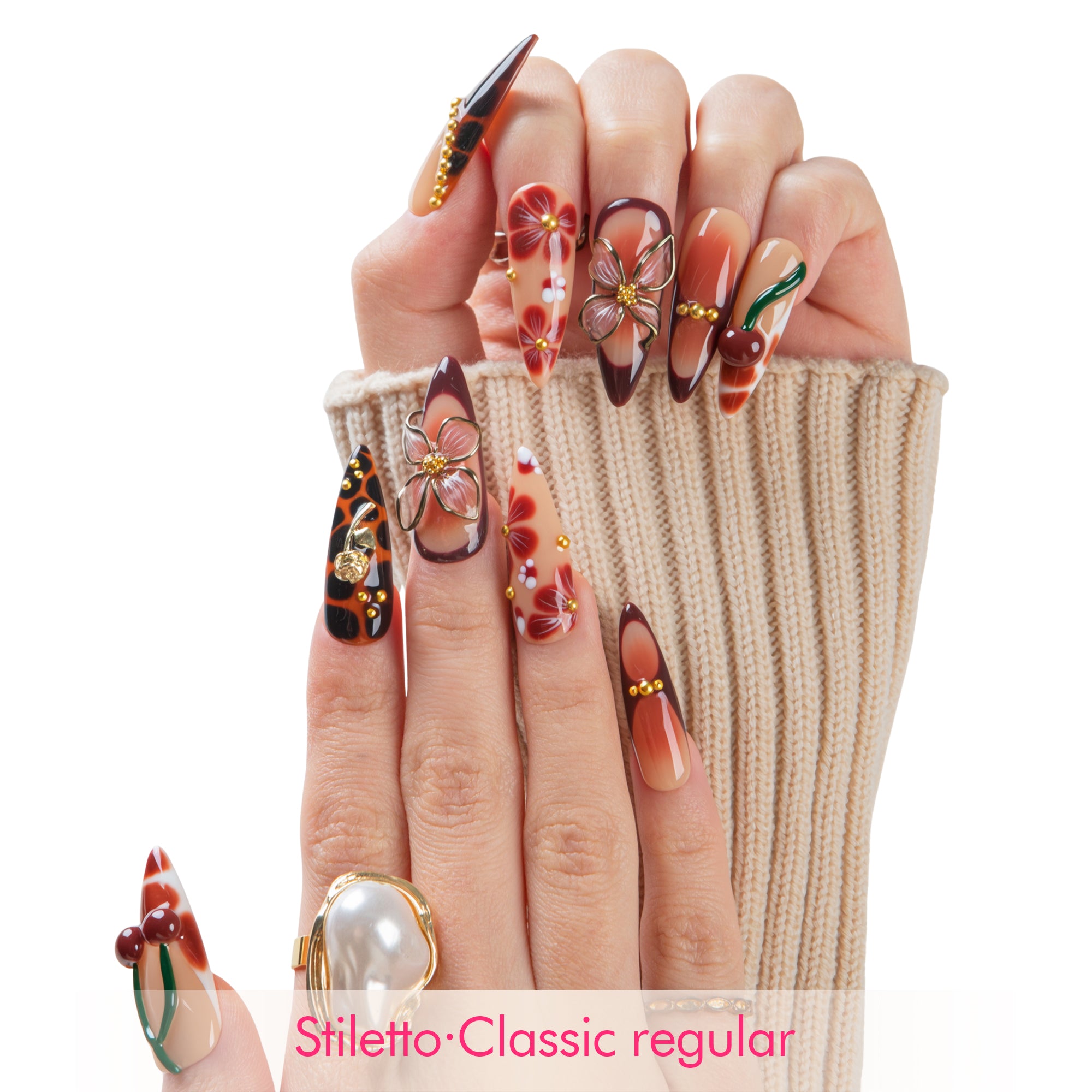 Vintage Cherry Handmade Nails H722
