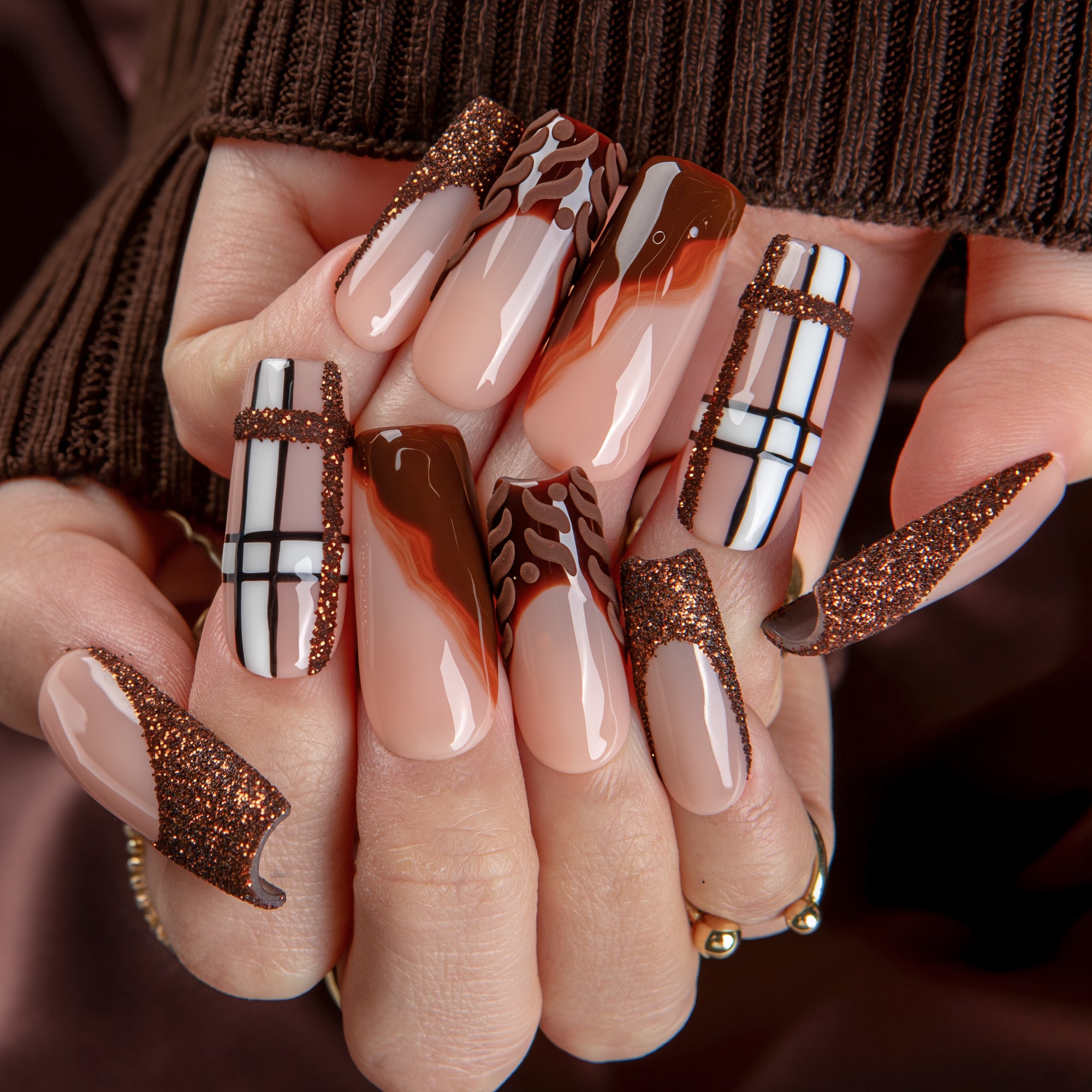 Smoked Mocha Handmade Nails H727