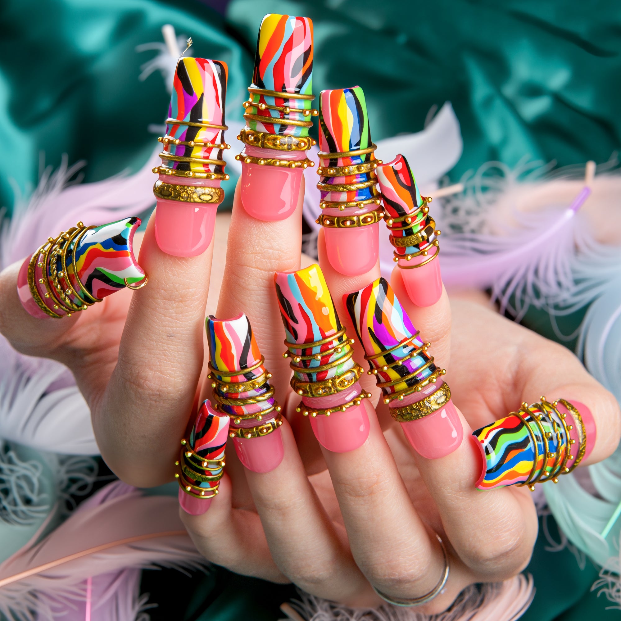 Sacred Stripe Handmade Nails H728