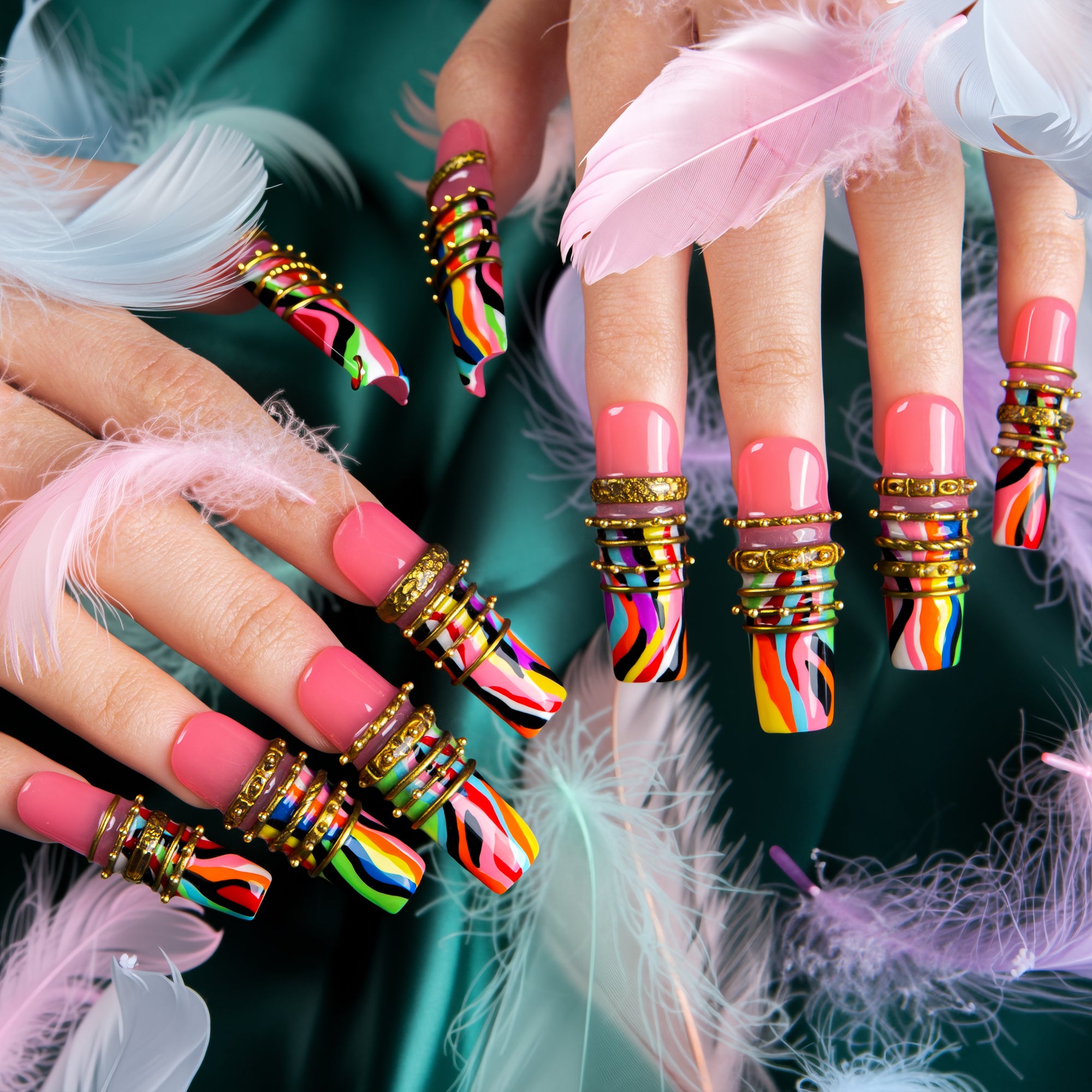 Sacred Stripe Handmade Nails H728