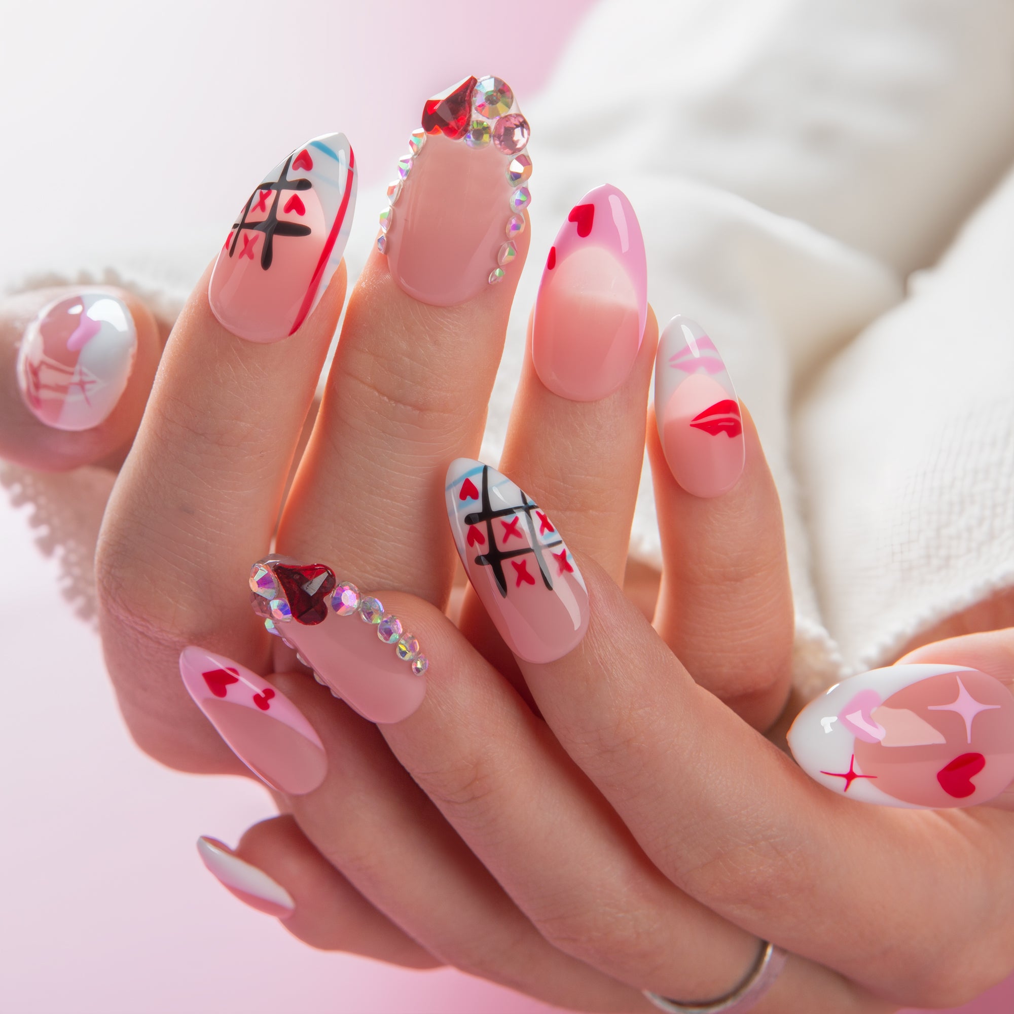 Heartbeat Diary Handmade Almond Nails H729 RTS