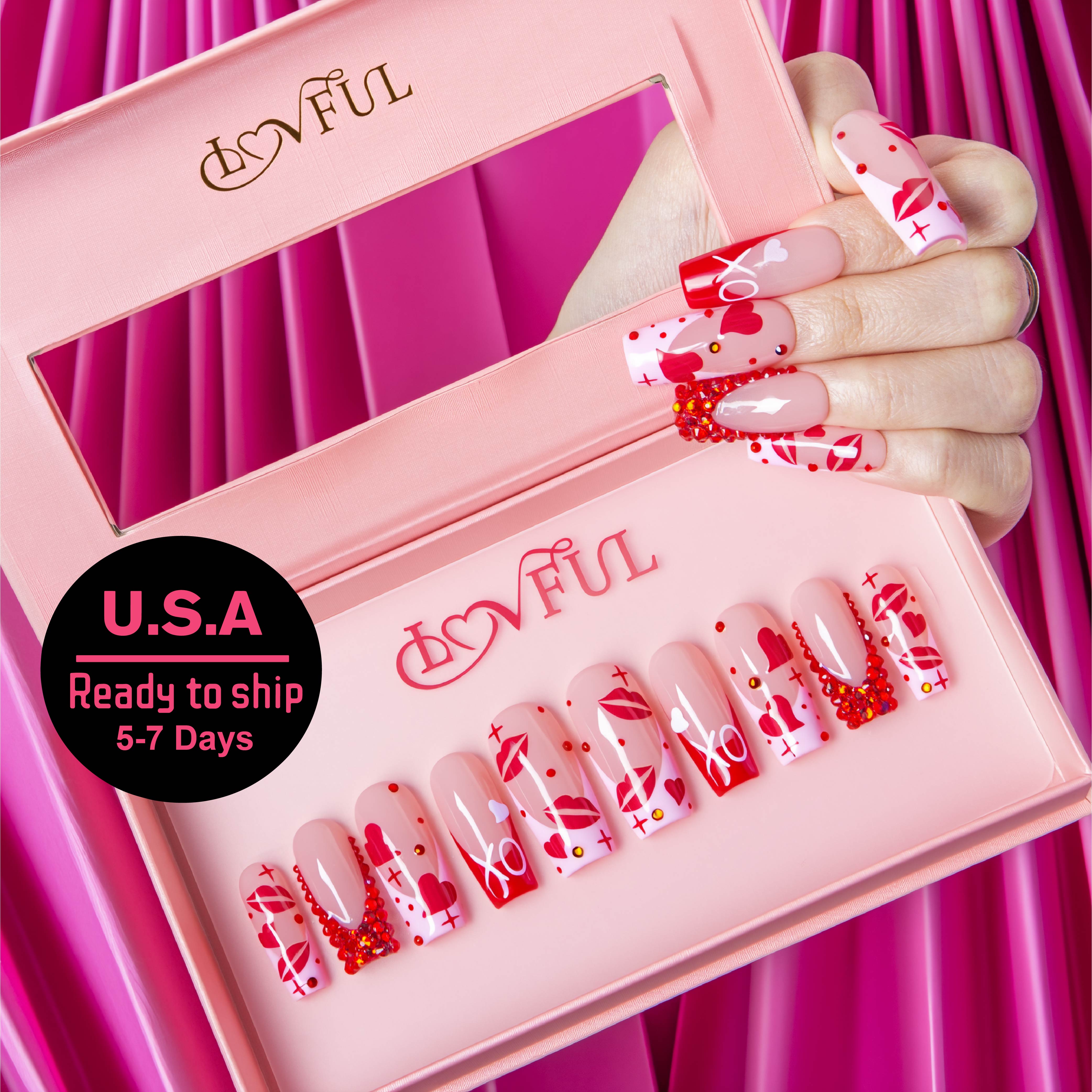 Love Bite Handmade Square Nails H731 RTS