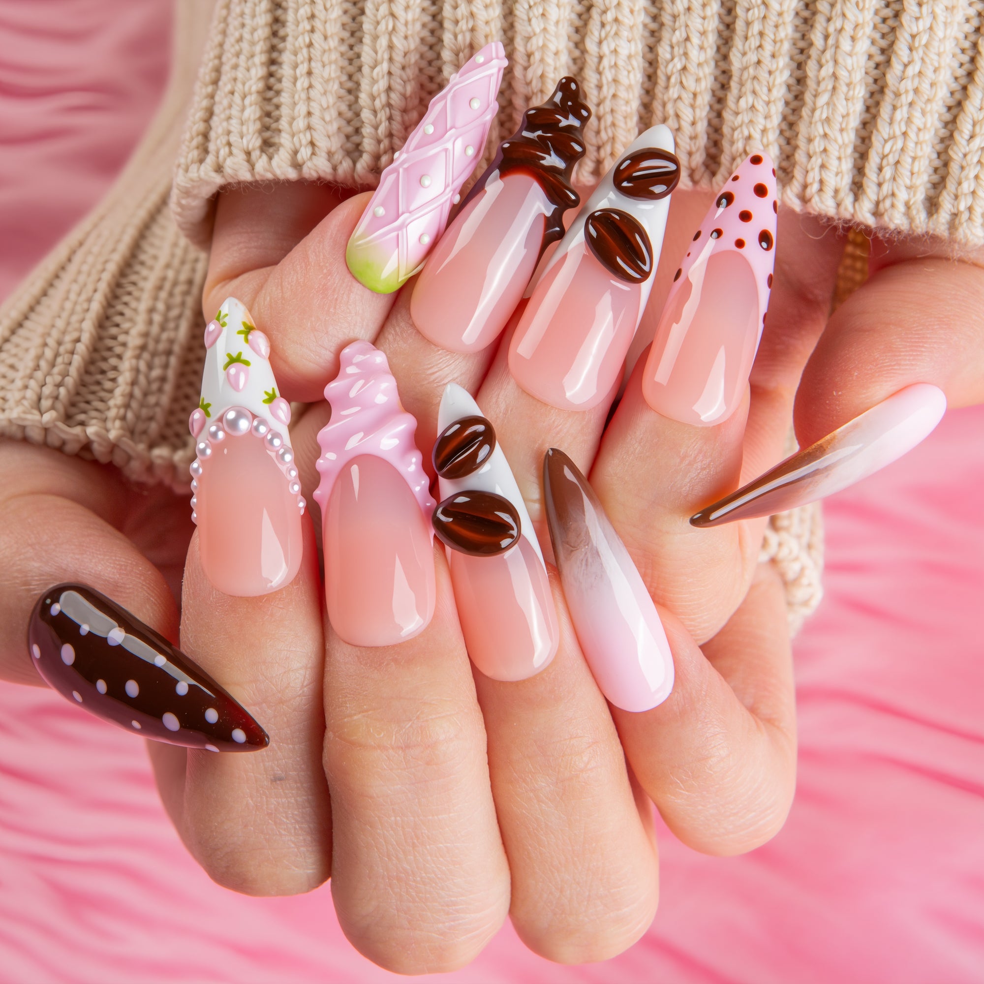 Cocoa Treat Handmade Nails H737
