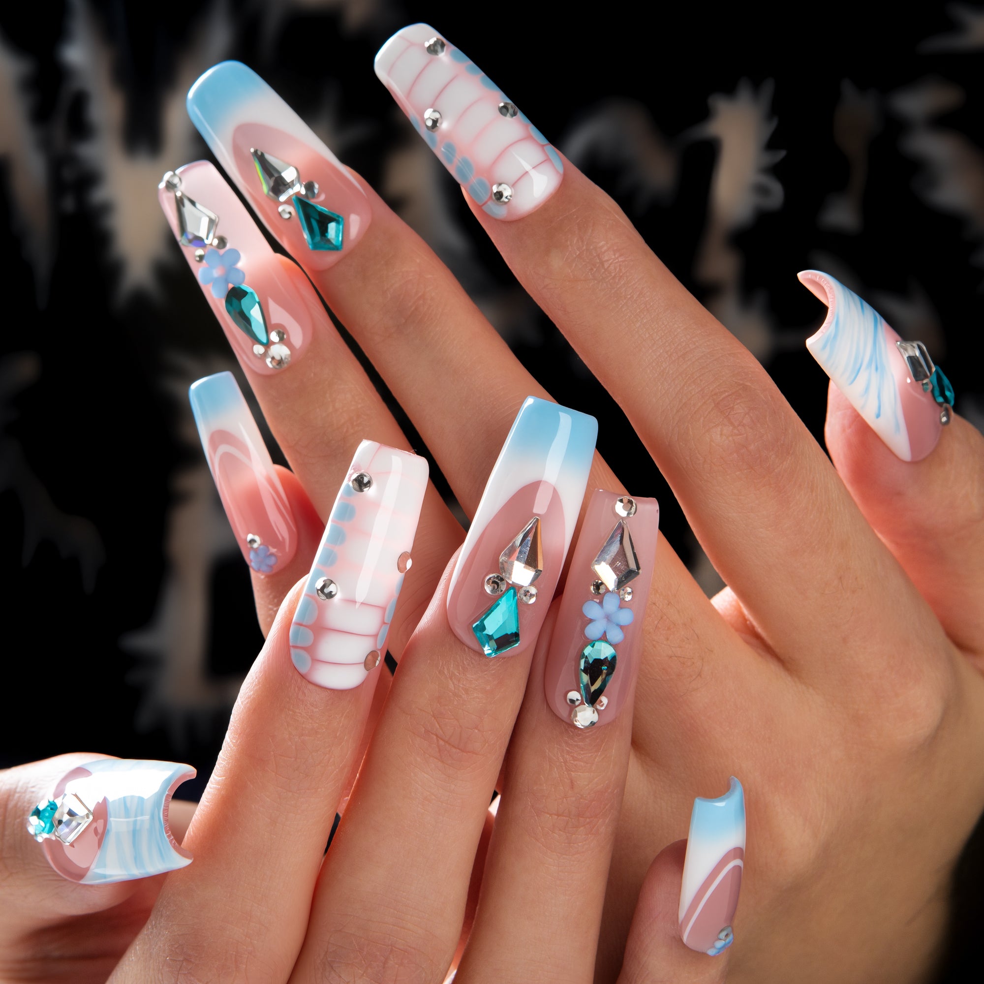 Glacier Jewel Handmade Nails H738