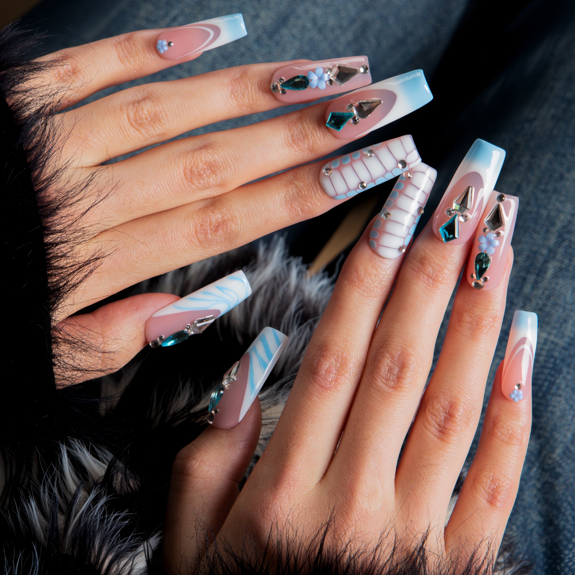 Glacier Jewel Handmade Nails H738