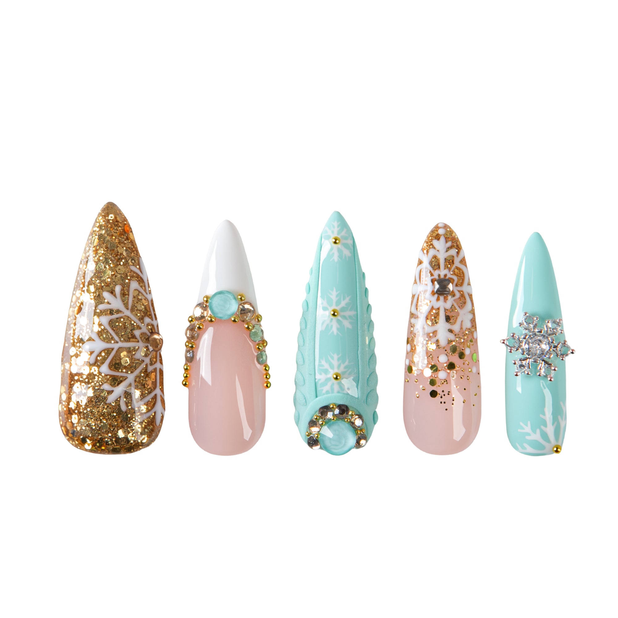 Gilded Snowfall Handmade Nails H739