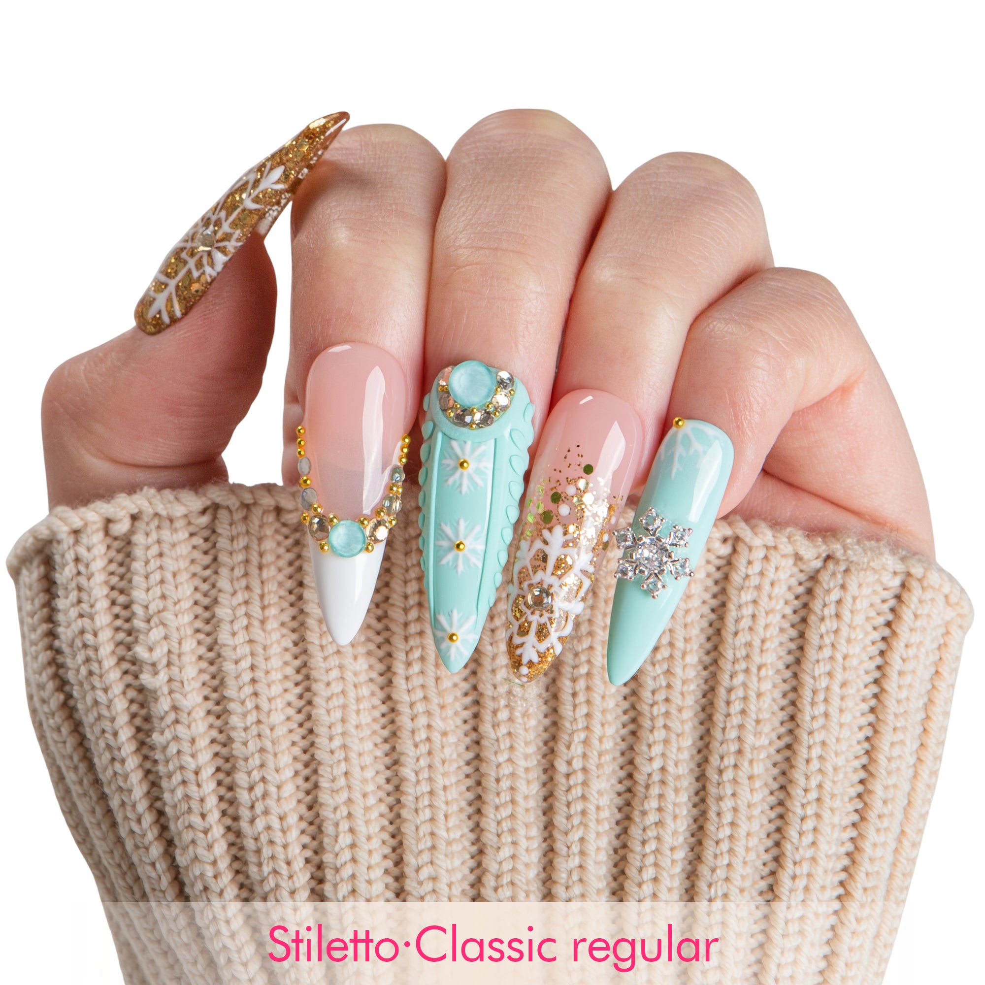 Gilded Snowfall Handmade Nails H739