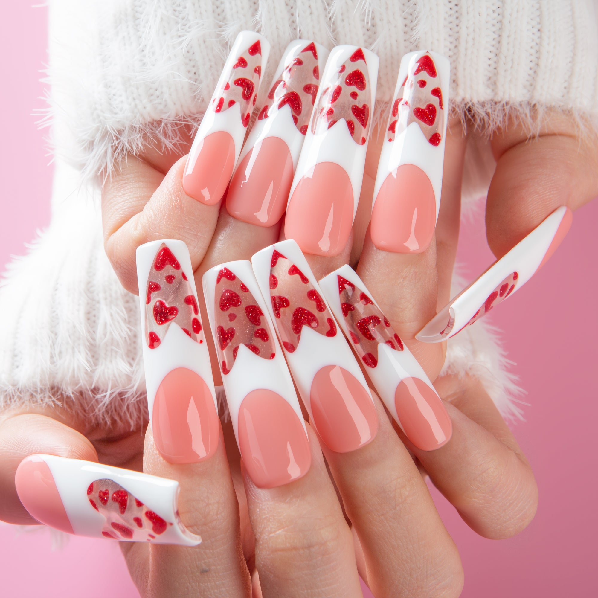 Glass Heart Handmade Nails H742