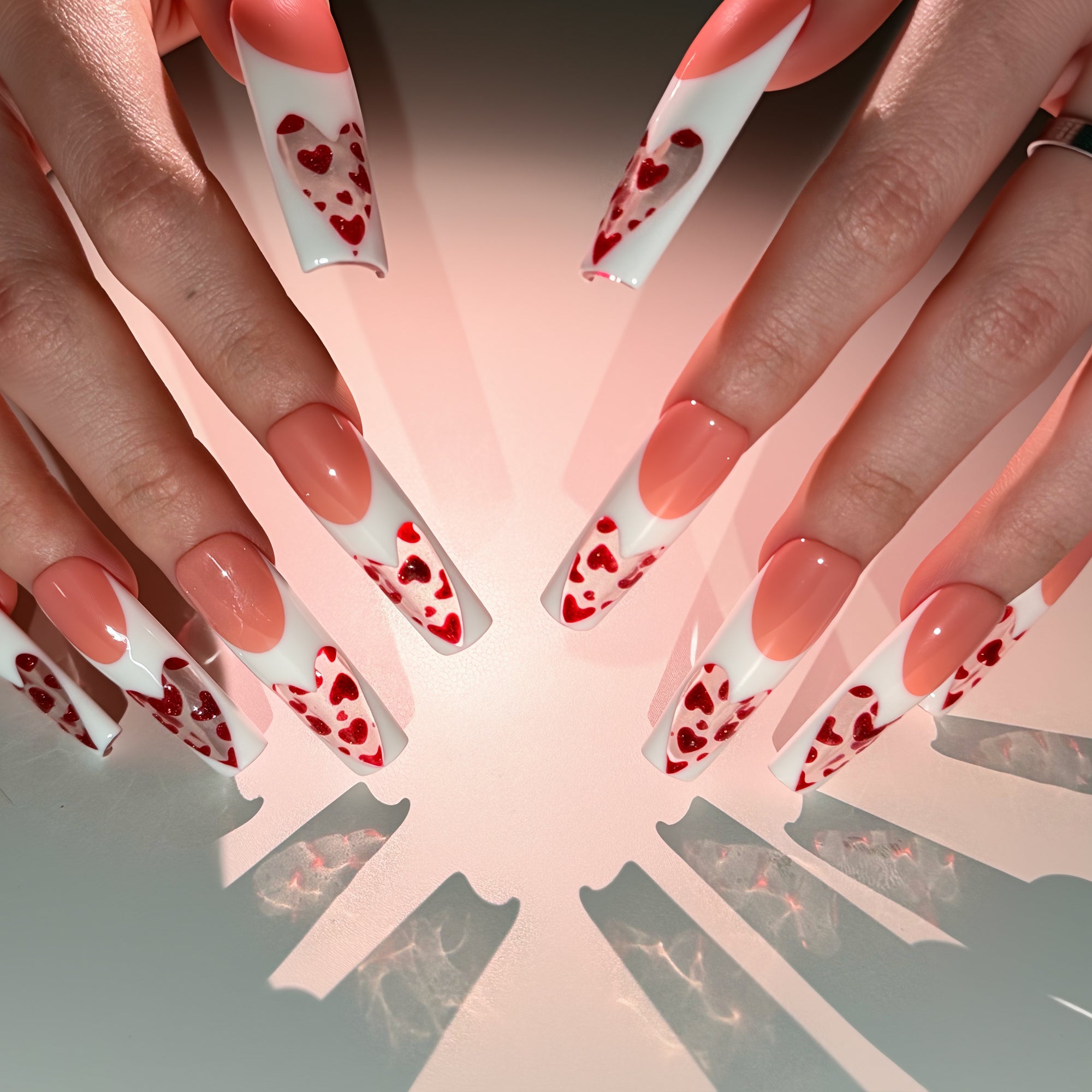 Glass Heart Handmade Nails H742