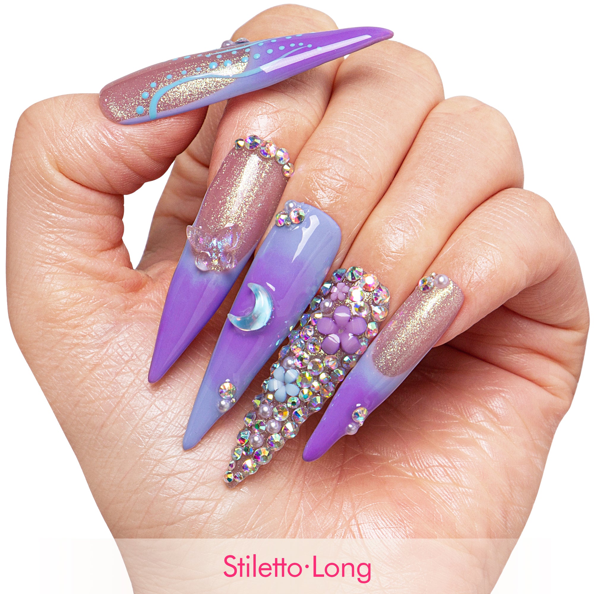 Lilac Stardust Handmade Nails H743