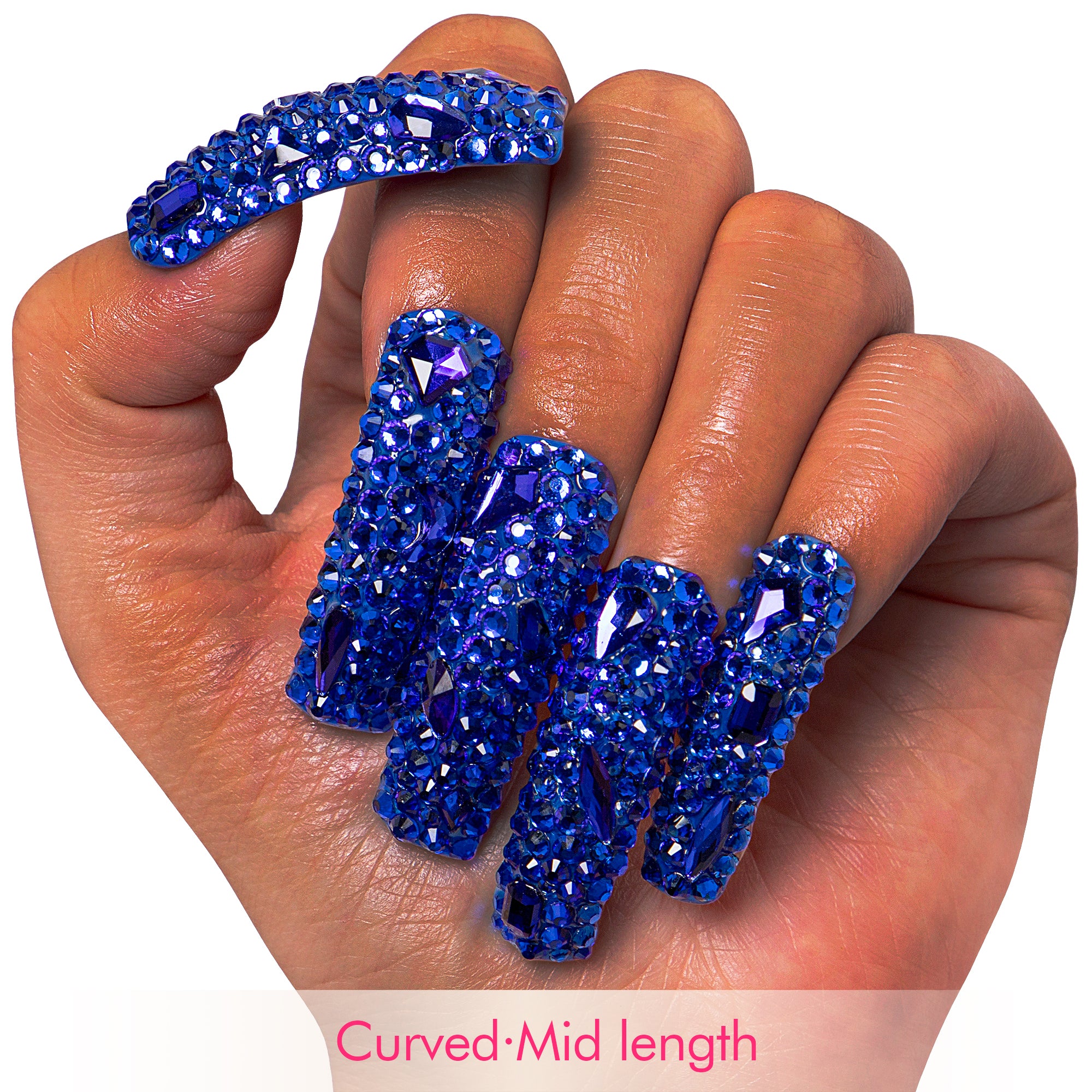 Deep Sea Classic Rhinestone Handmade Nails H75