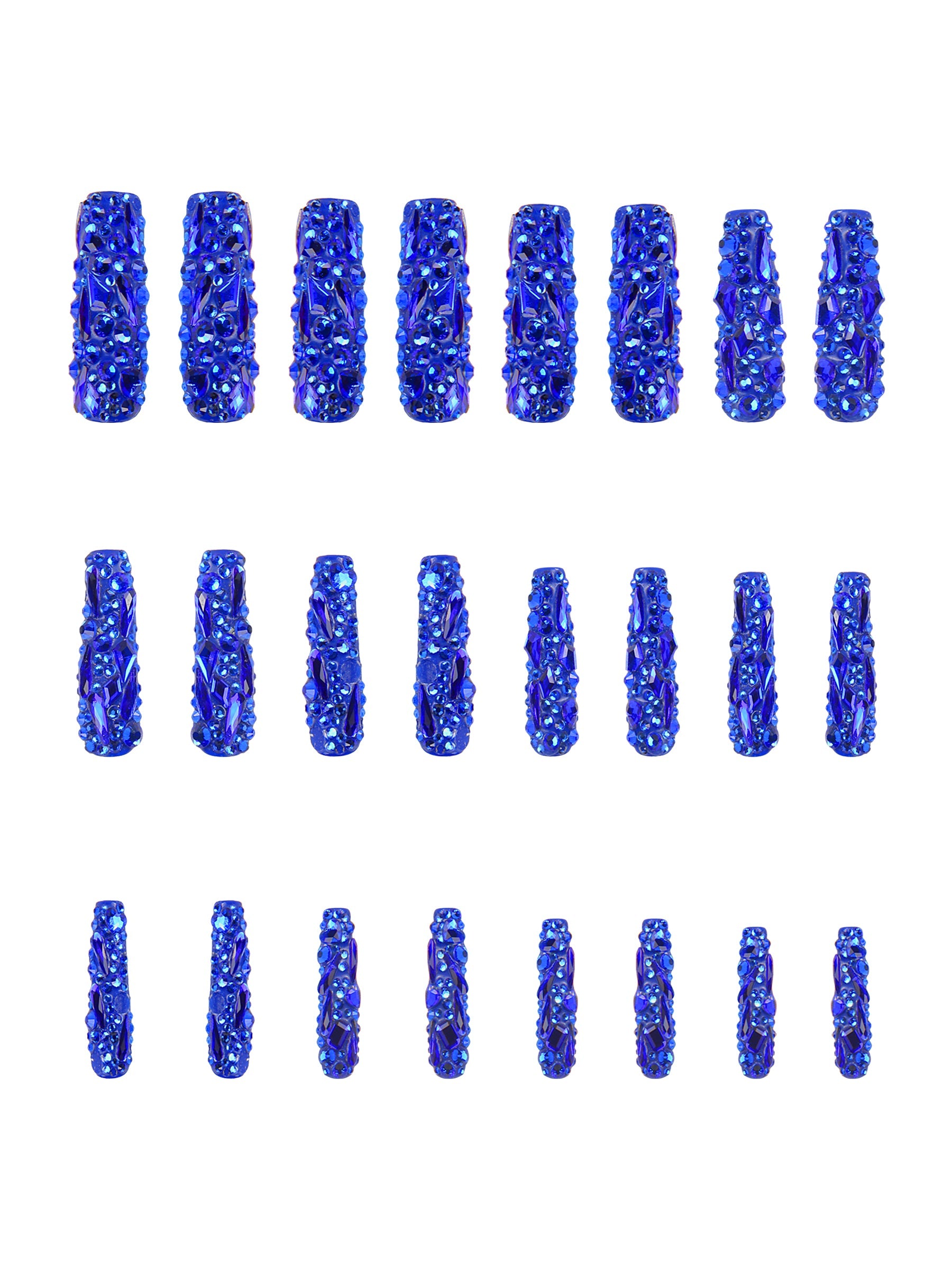 blue rhinestone press on nails