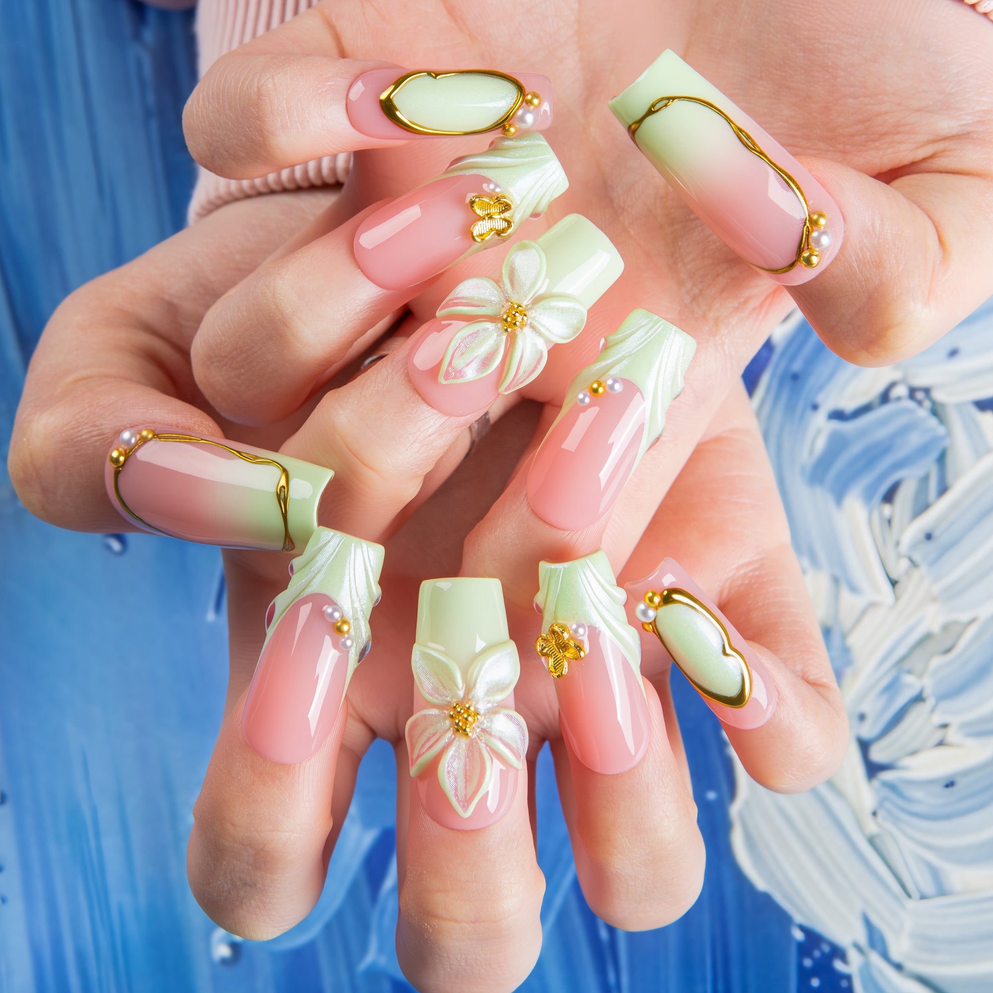 Mint Petal Handmade Nails H761