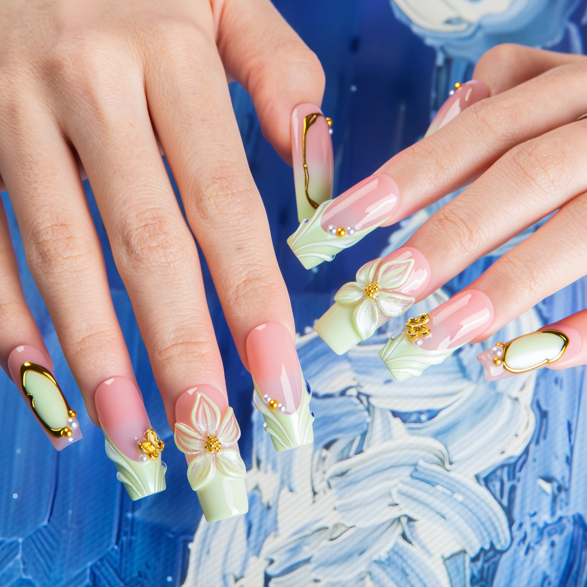 Mint Petal Handmade Nails H761