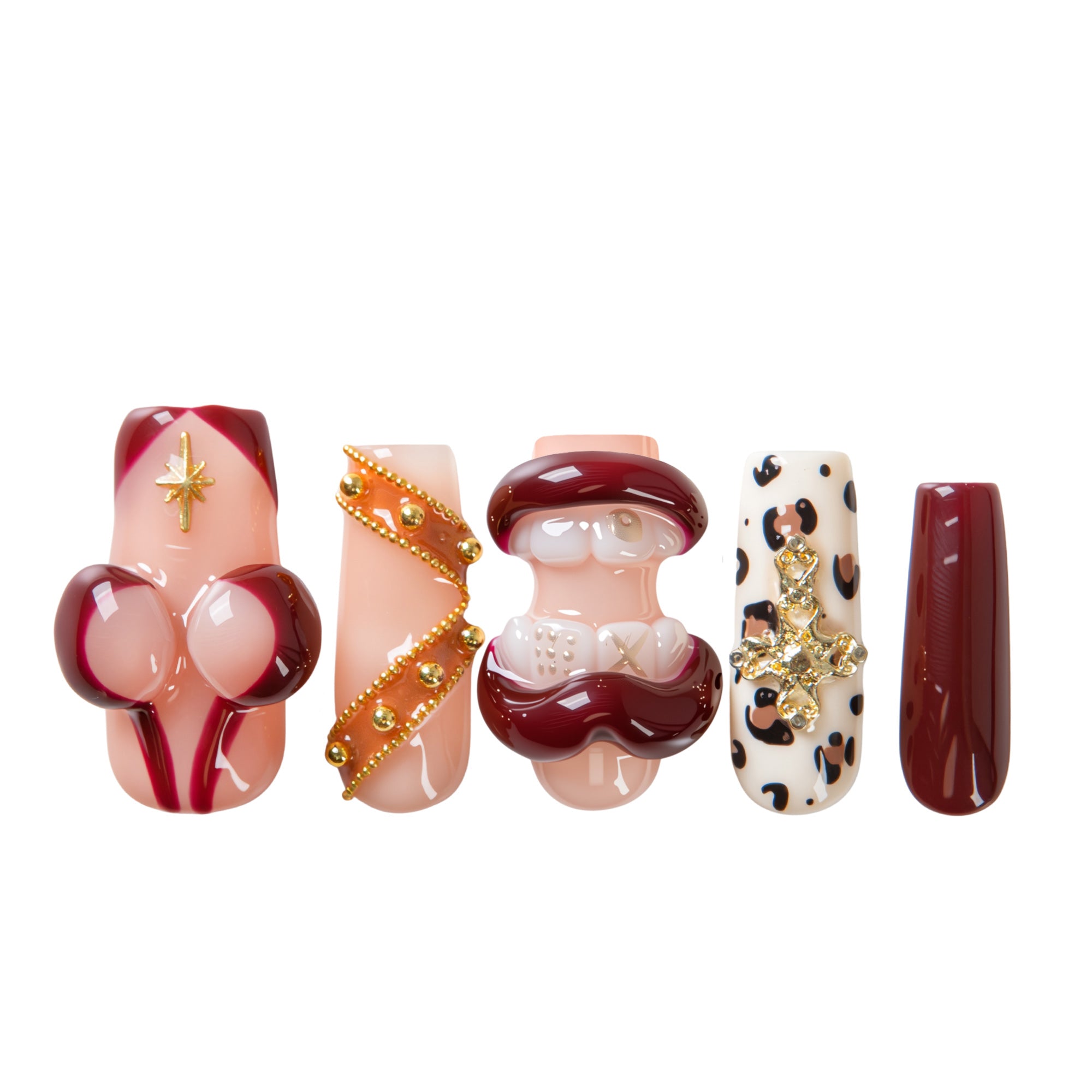 Crimson Temptation Handmade Nails H766