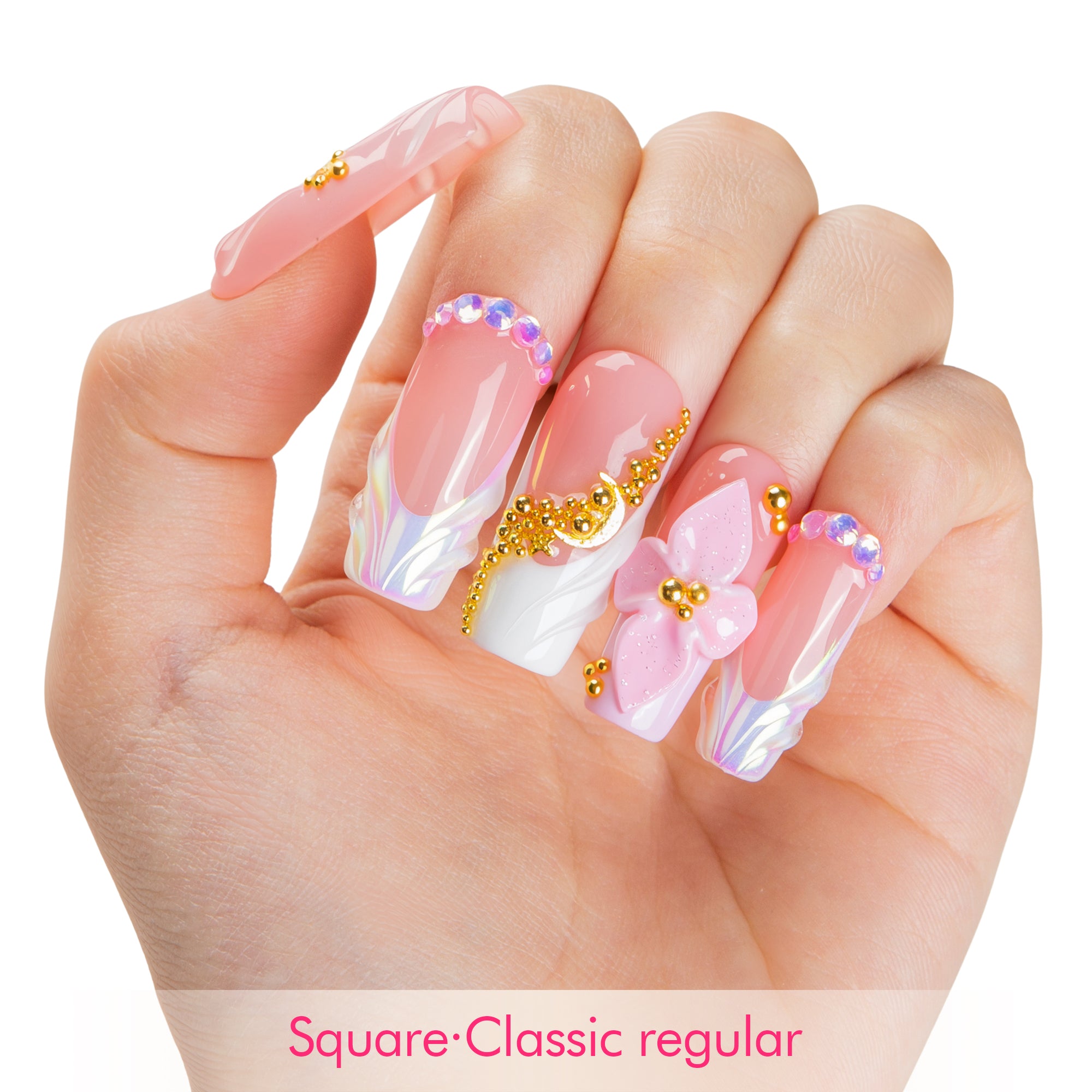 Pink Glow Handmade Nails H769