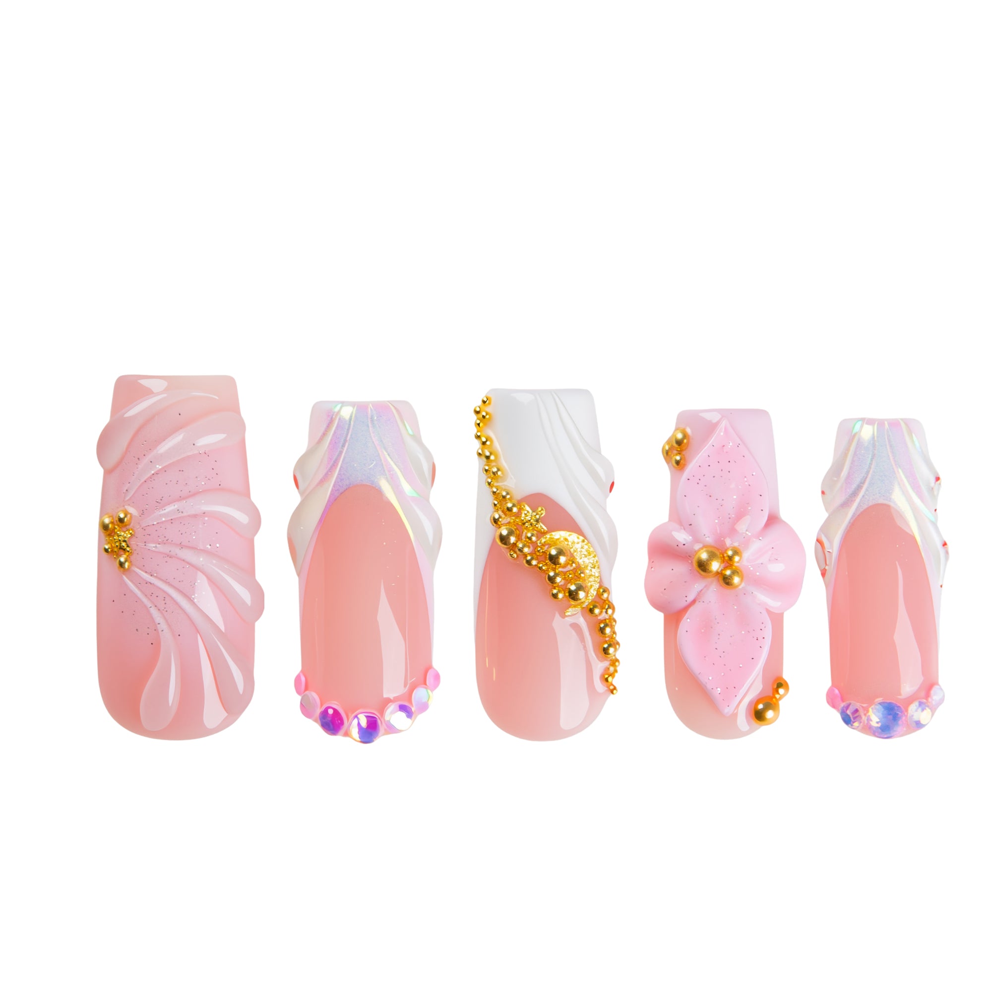 Pink Glow Handmade Nails H769