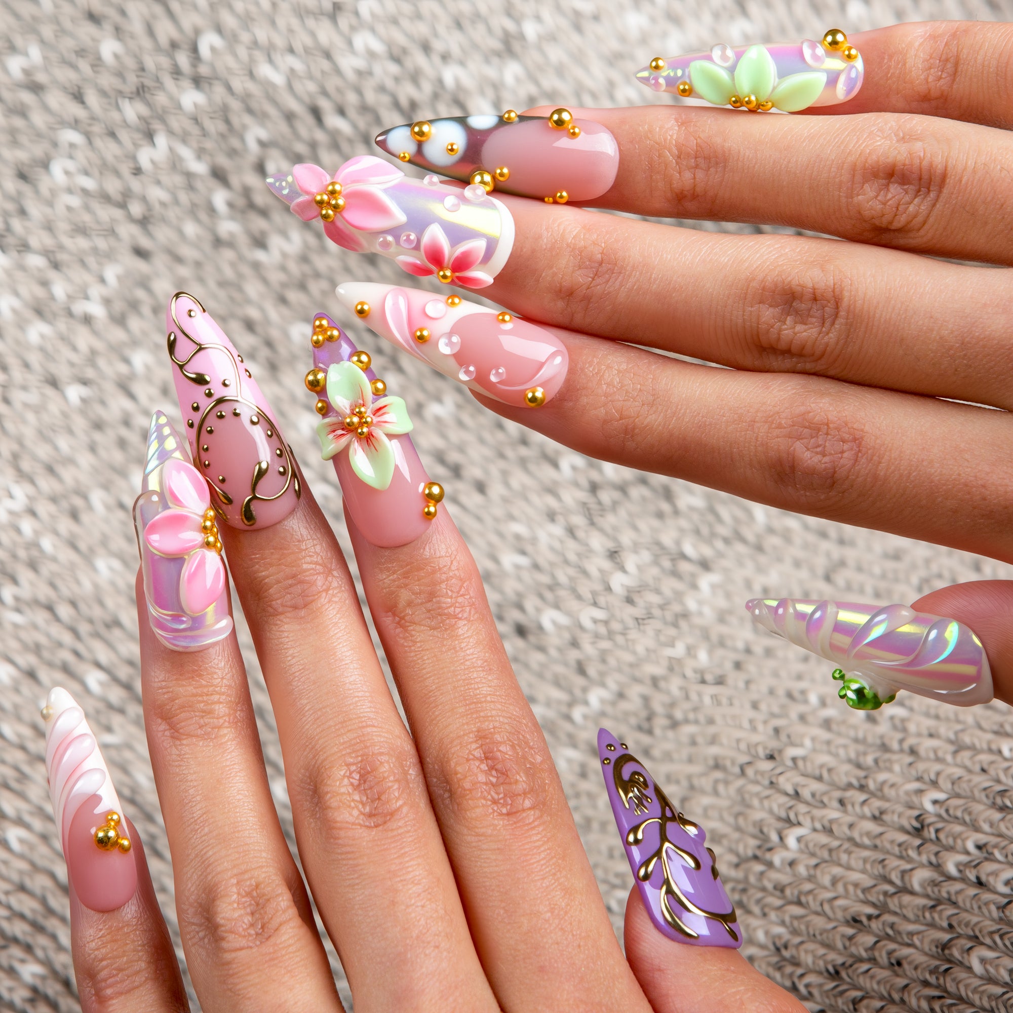 Iridescent Garden Handmade Nails H775