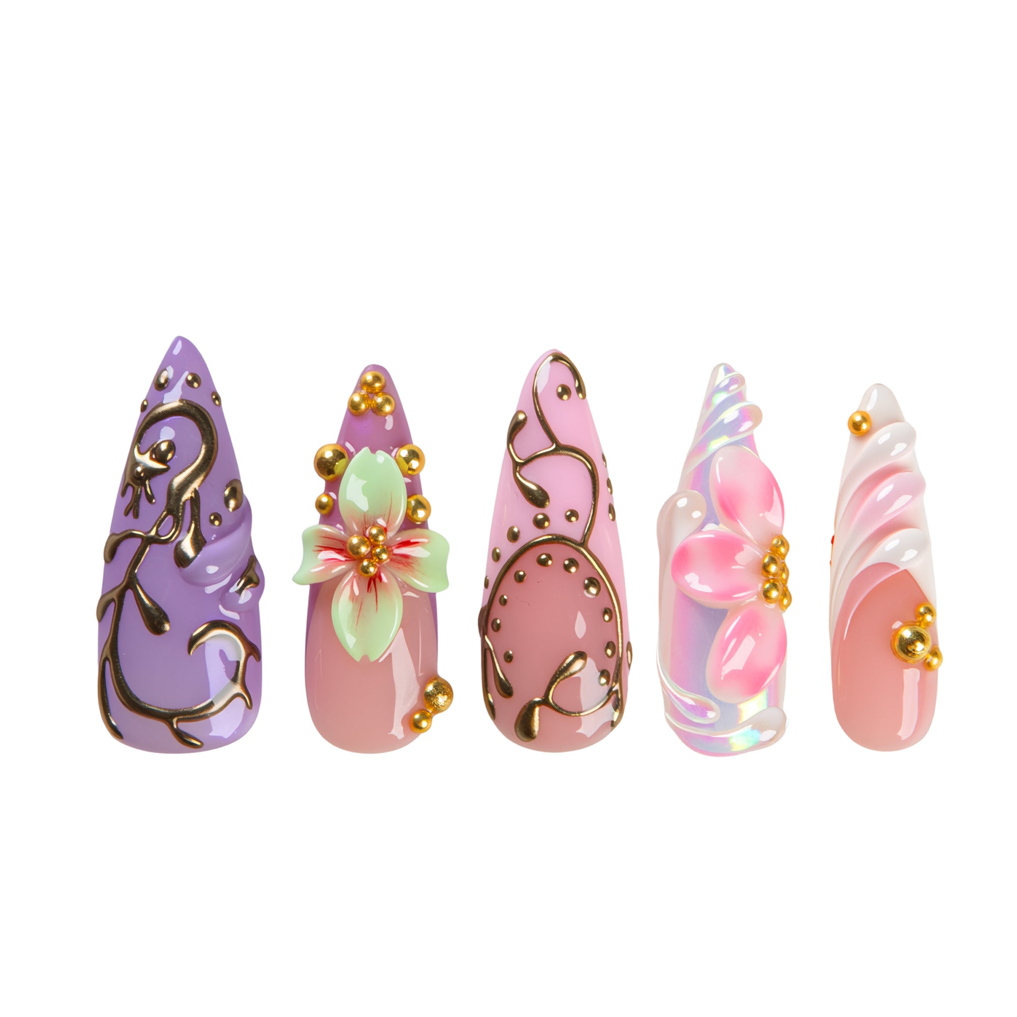 Iridescent Garden Handmade Nails H775