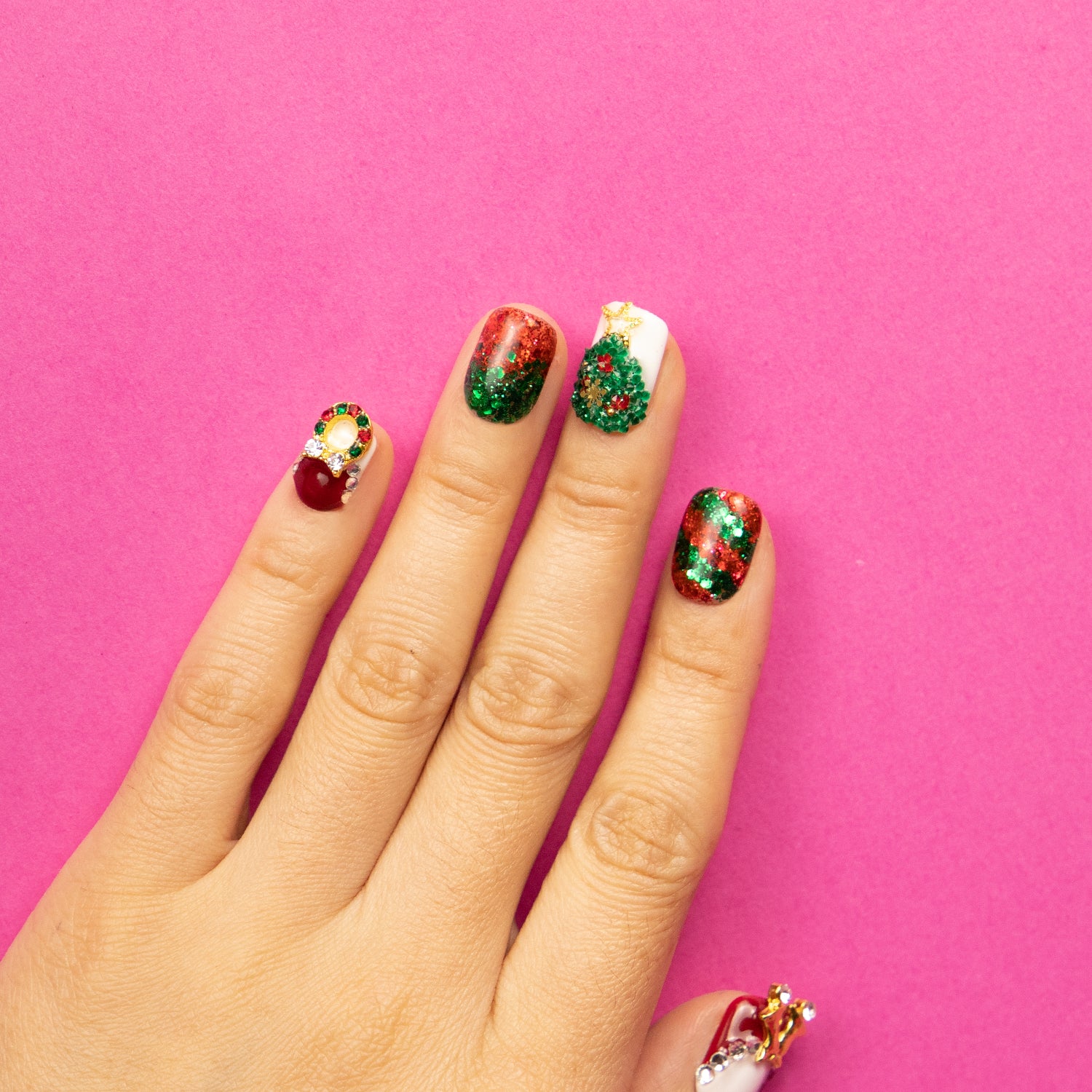 Merry Christmas Handmade Square Nails H78