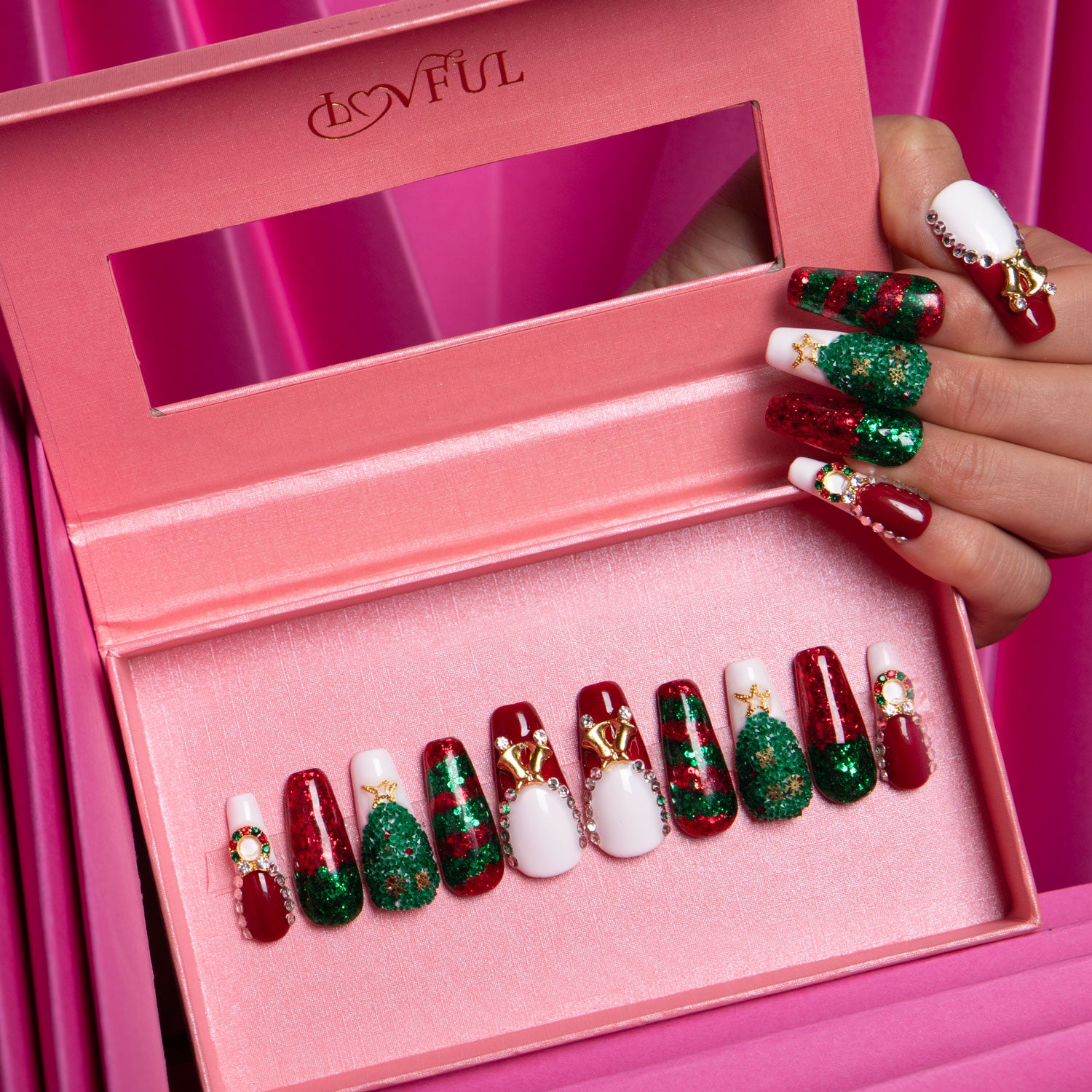 Merry Christmas Handmade Coffin Nails H78