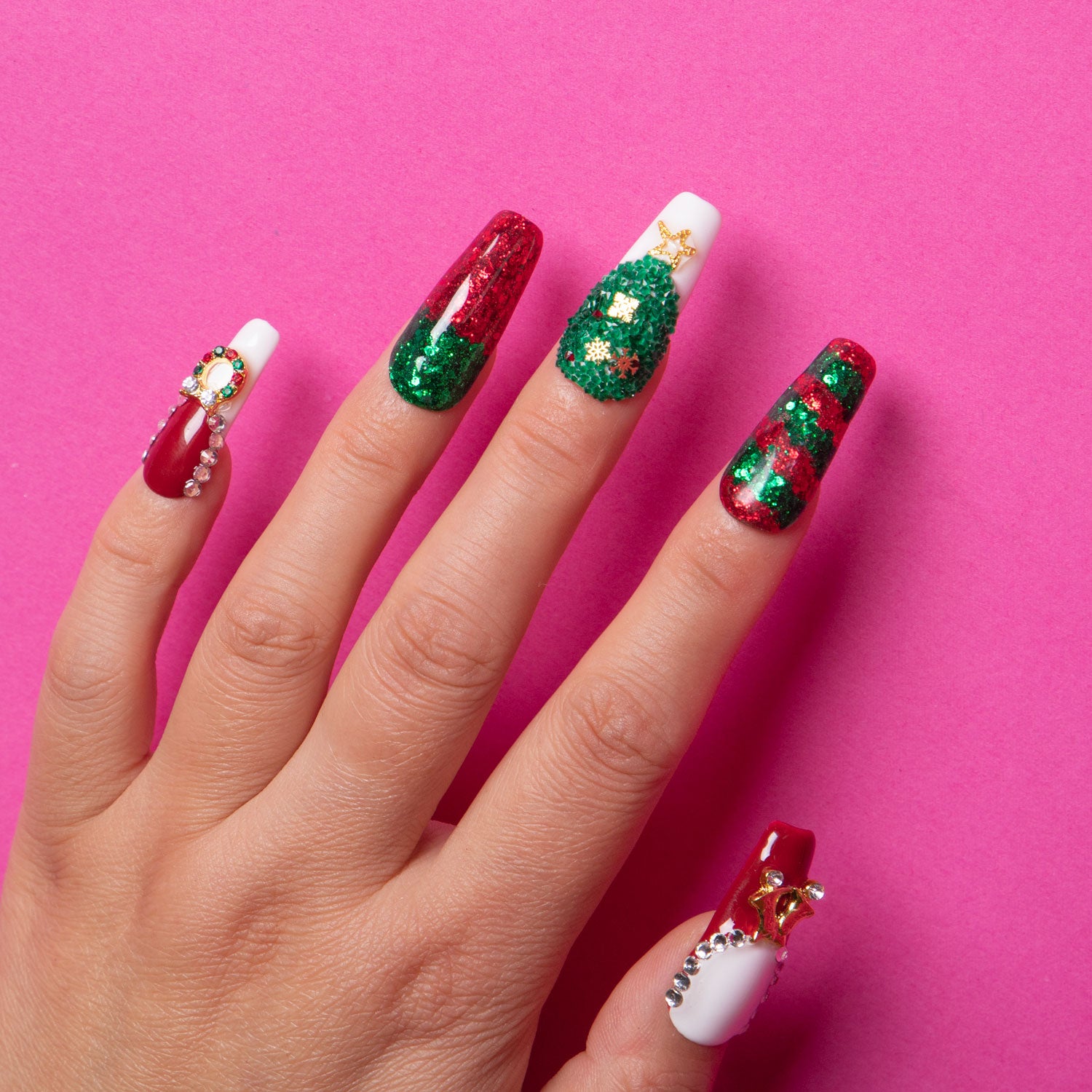 Merry Christmas Handmade Coffin Nails H78