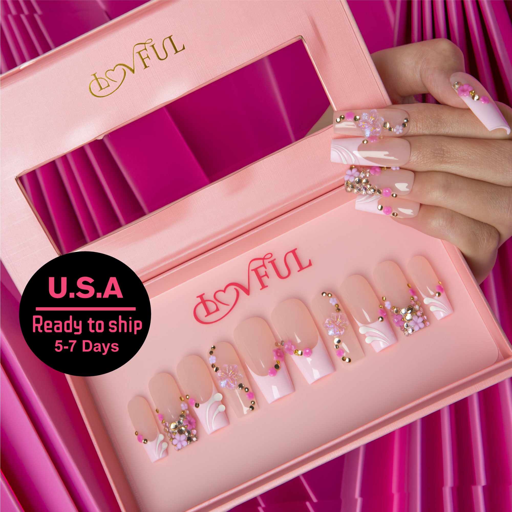 Rose Dew Handmade Square Nails H789 RTS