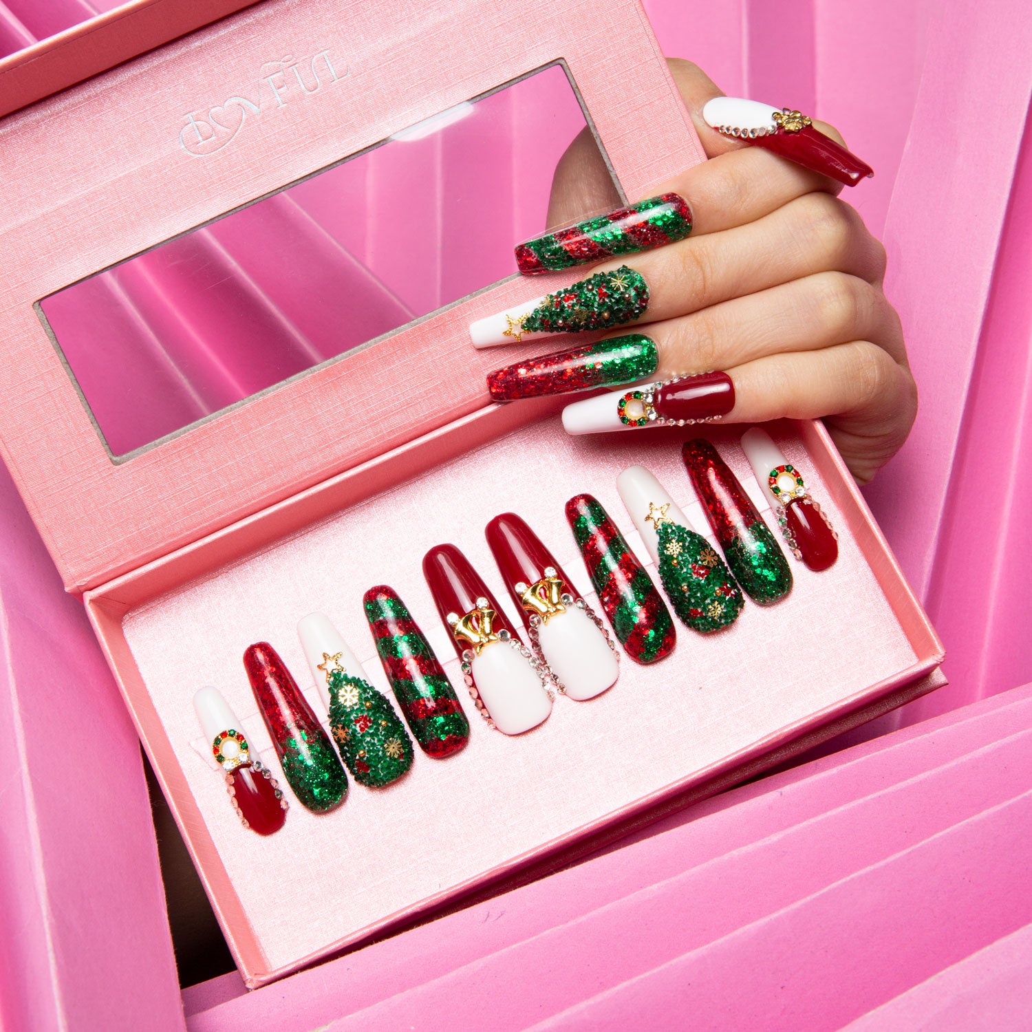 Merry Christmas Handmade Coffin Nails H78