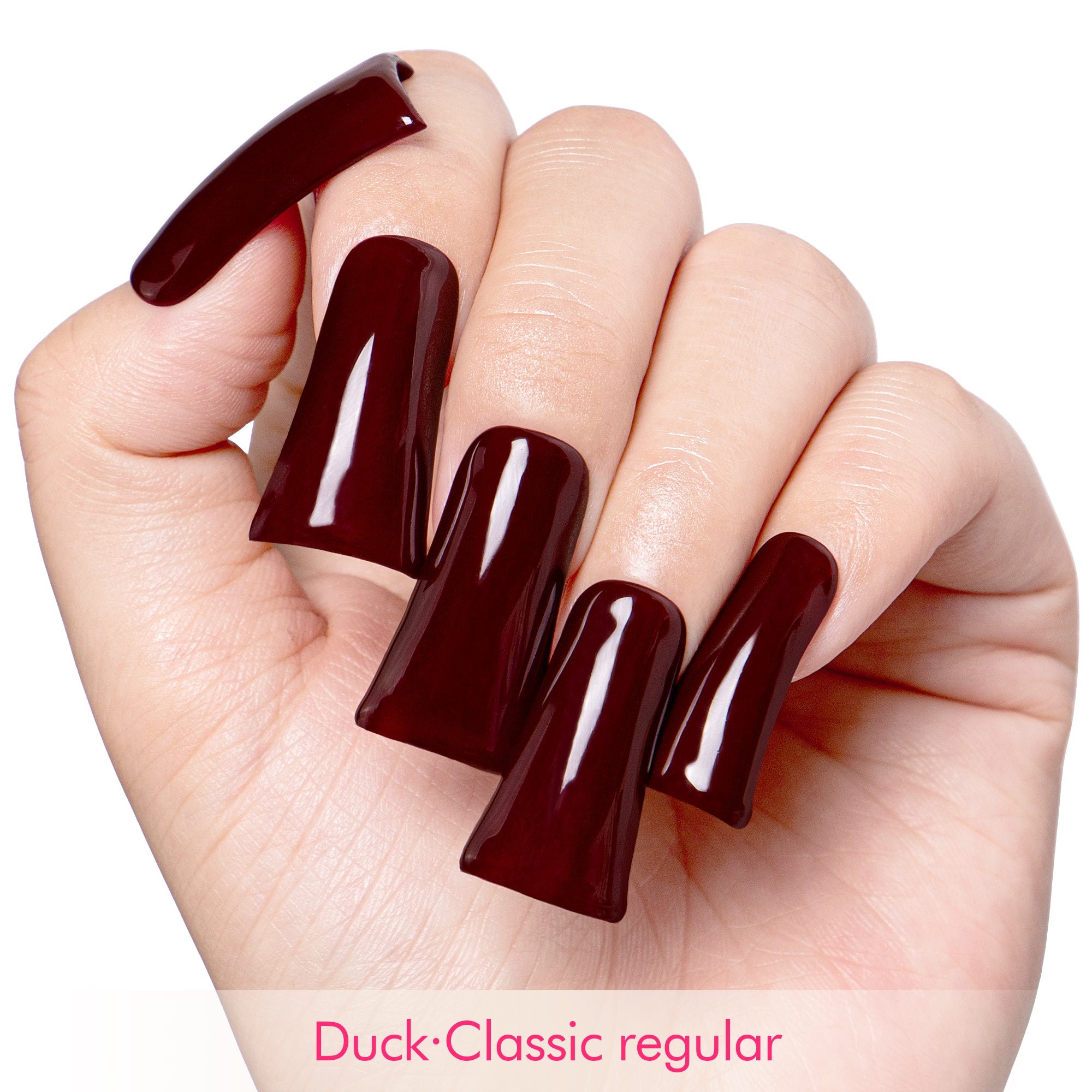Burgundy Wine Pure Color Handmade Nails H8