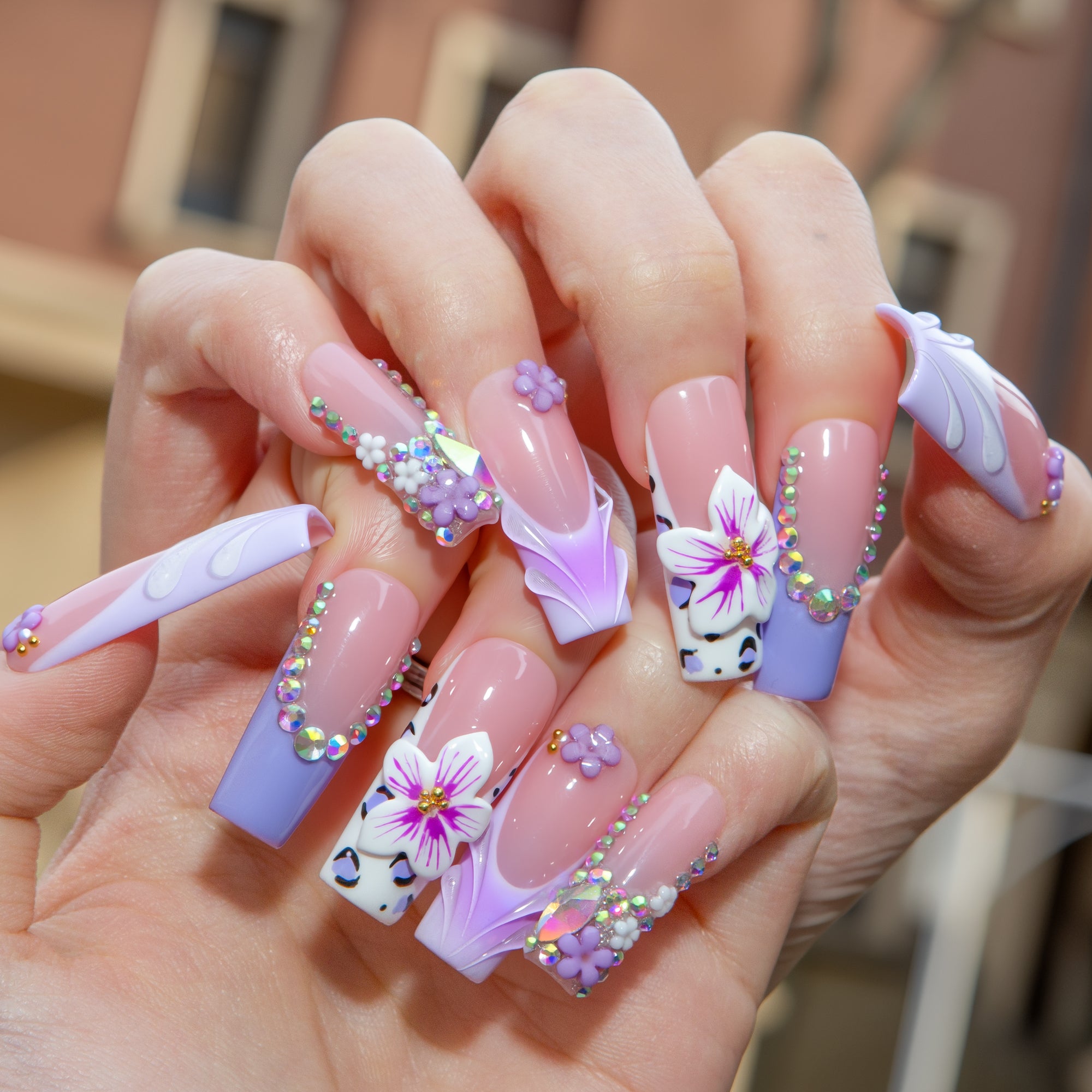 Crystal Lilac Handmade Nails H807