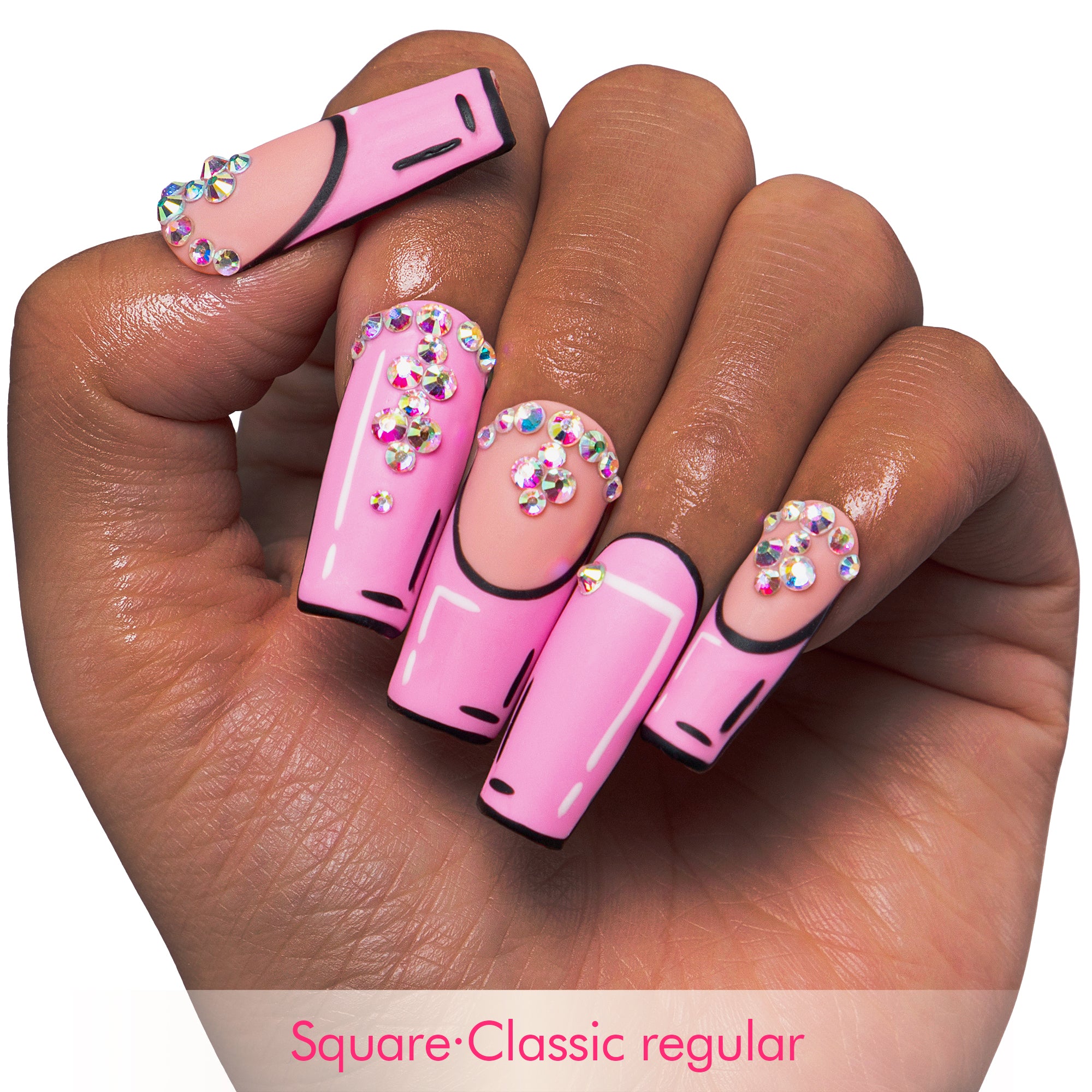 Pop Art French Tip Handmade Nails H81