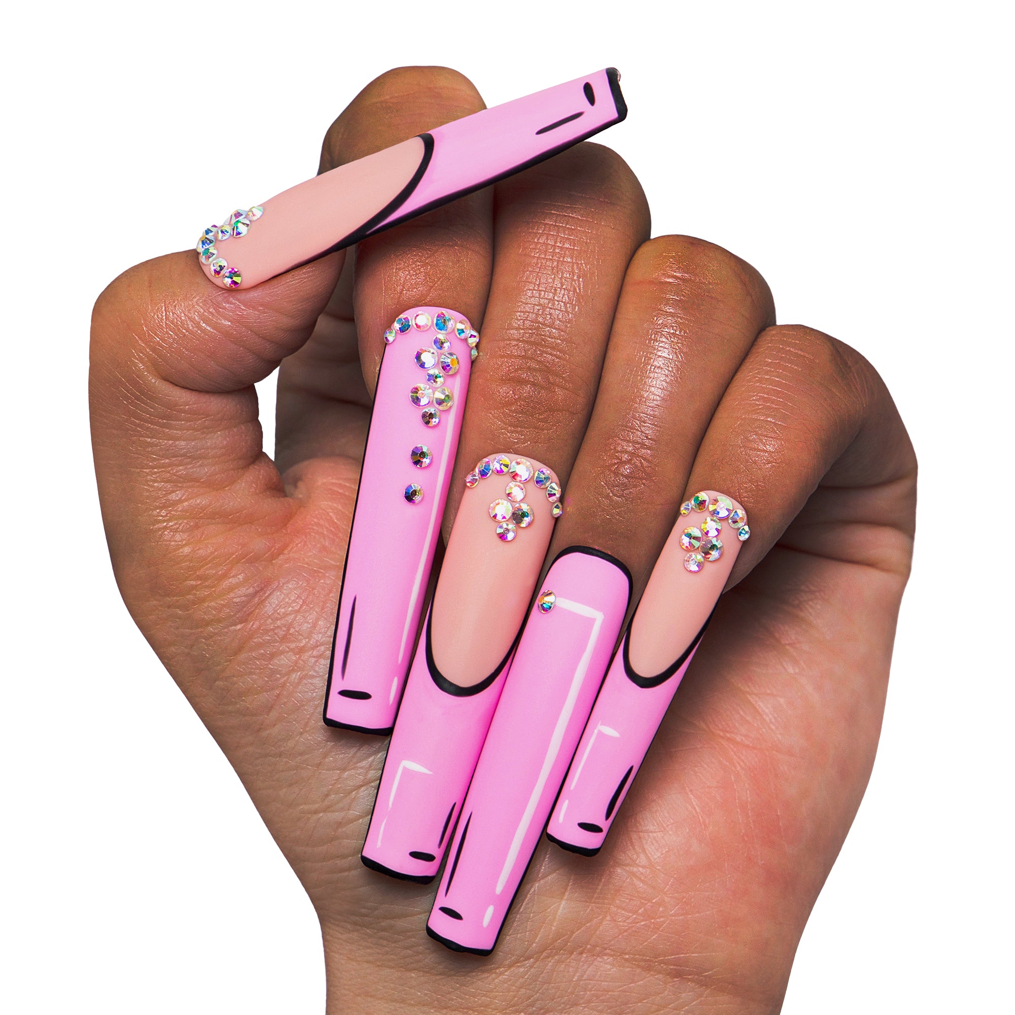 Pop Art French Tip Handmade Nails H81