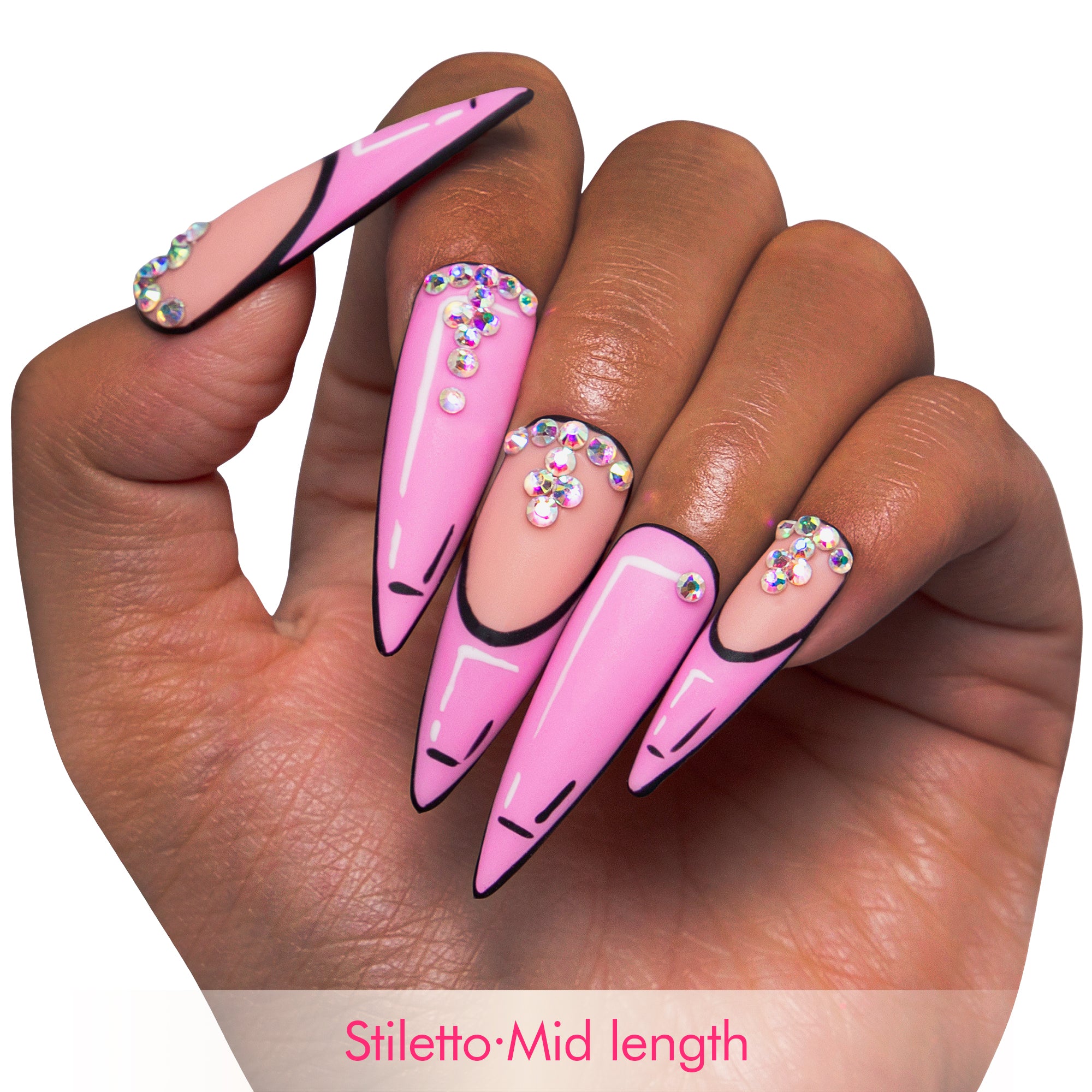 Pop Art French Tip Handmade Nails H81