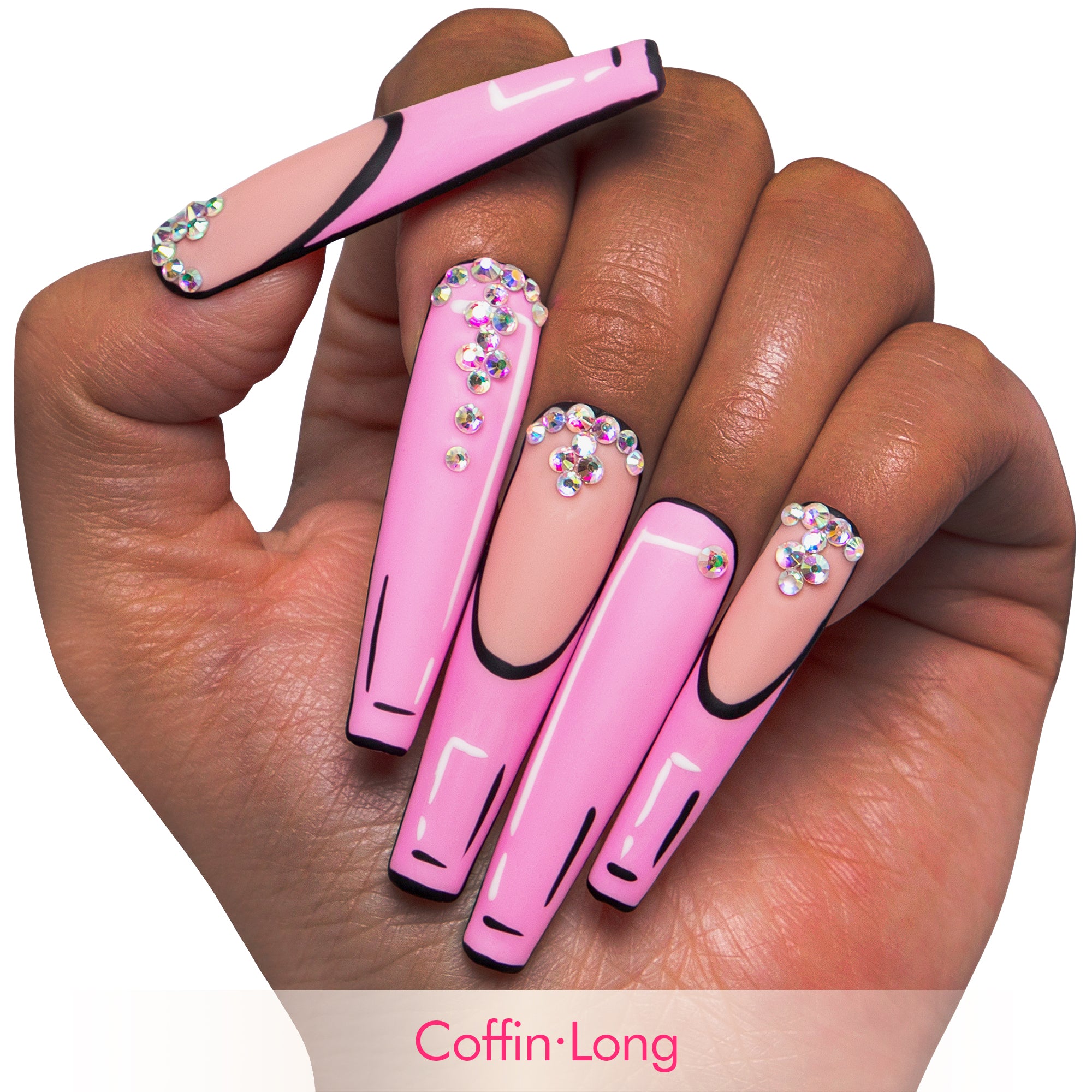 Pop Art French Tip Handmade Nails H81