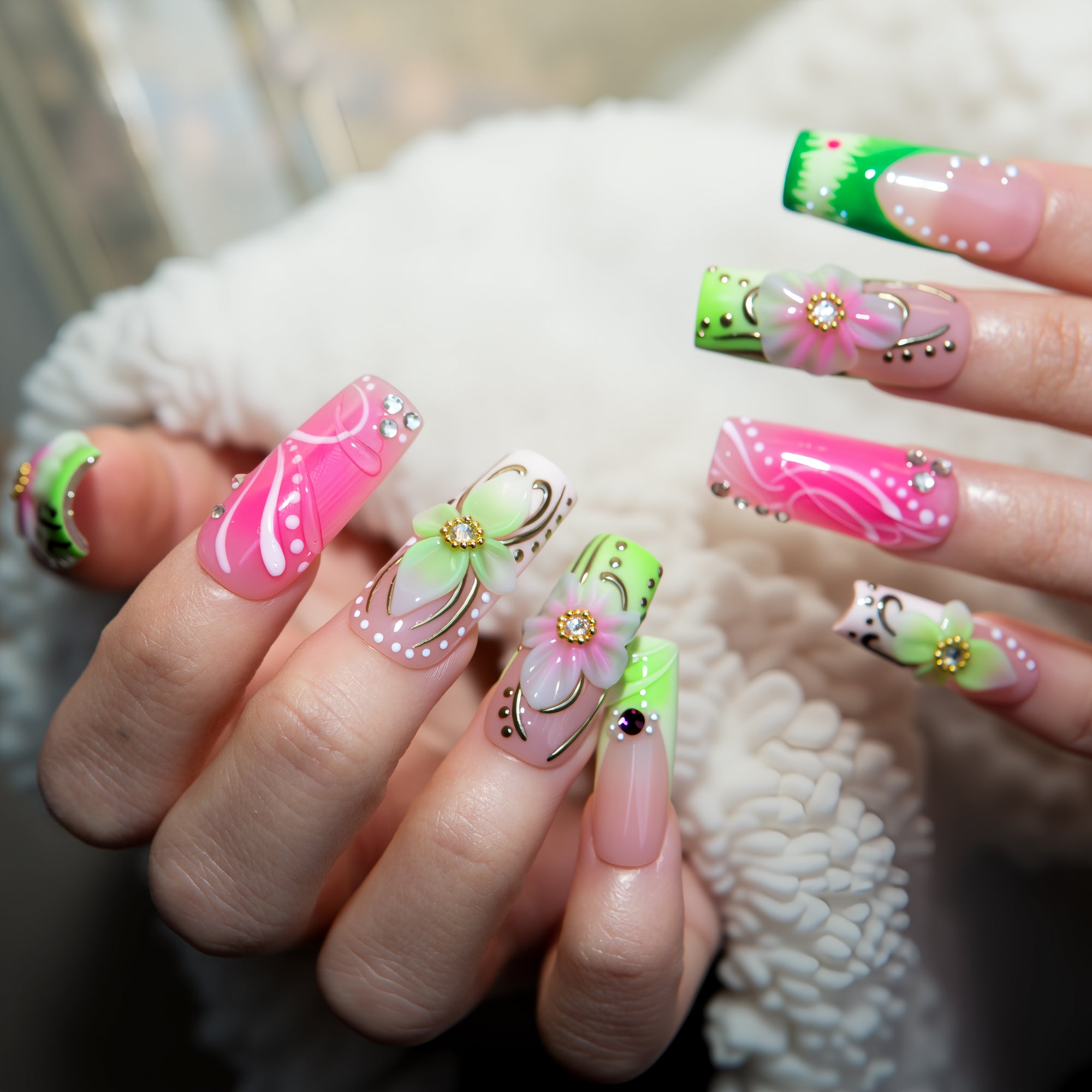 Pink Meadow Handmade Nails H812