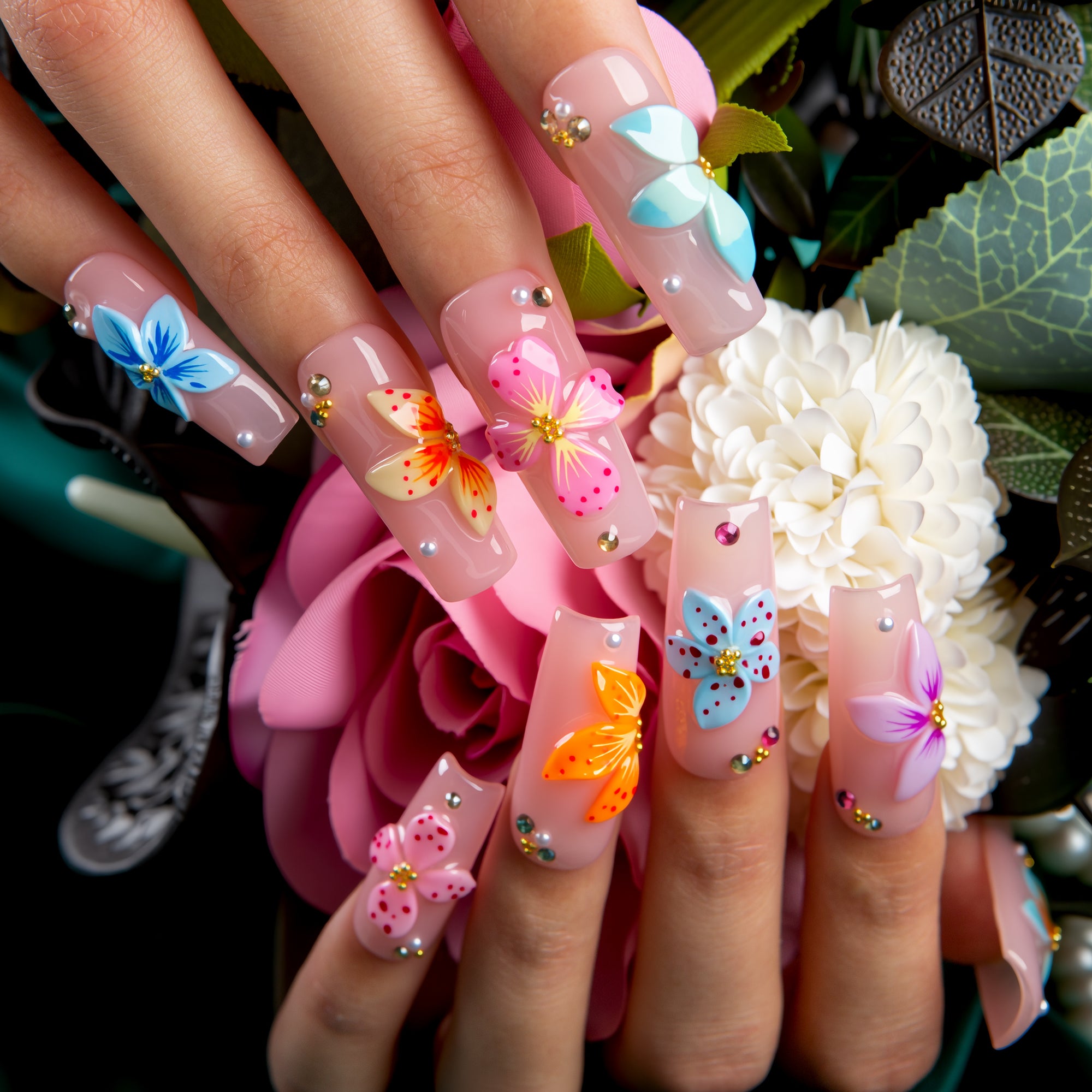 Floral Symphony Handmade Nails H813