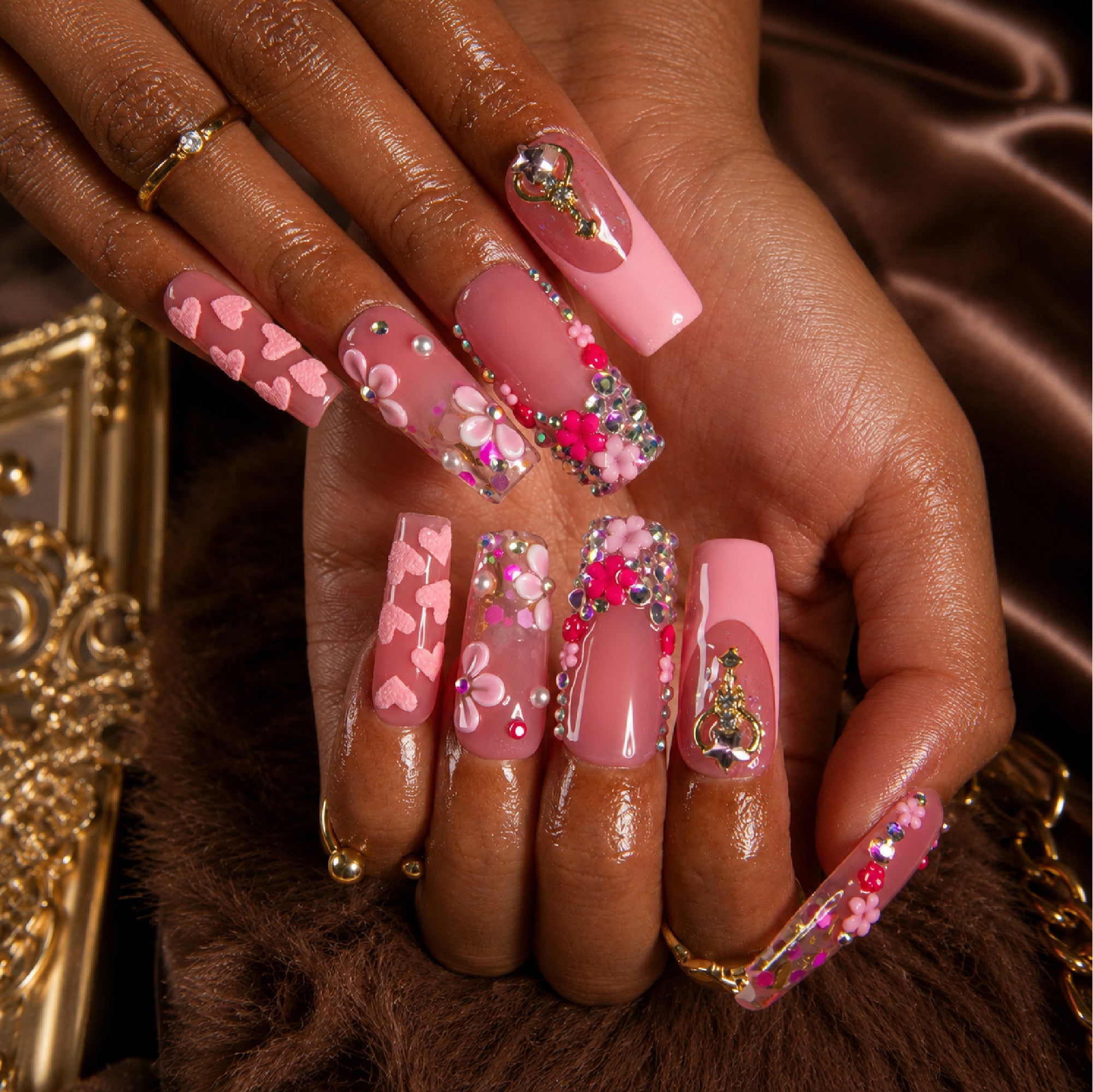 Rosy Crush Handmade Nails H815
