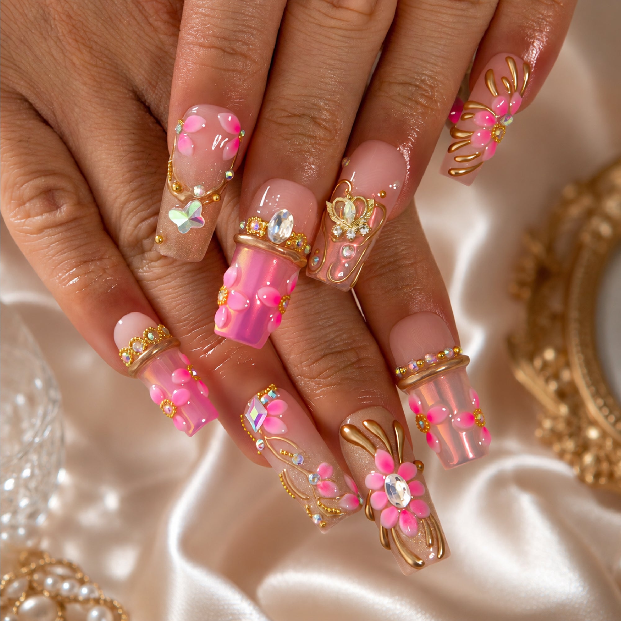 Rosy Crush Handmade Nails H815