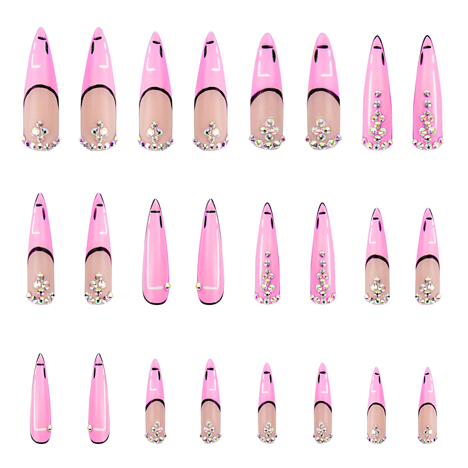 Pop Art French Tip Handmade Nails 24pcs H81