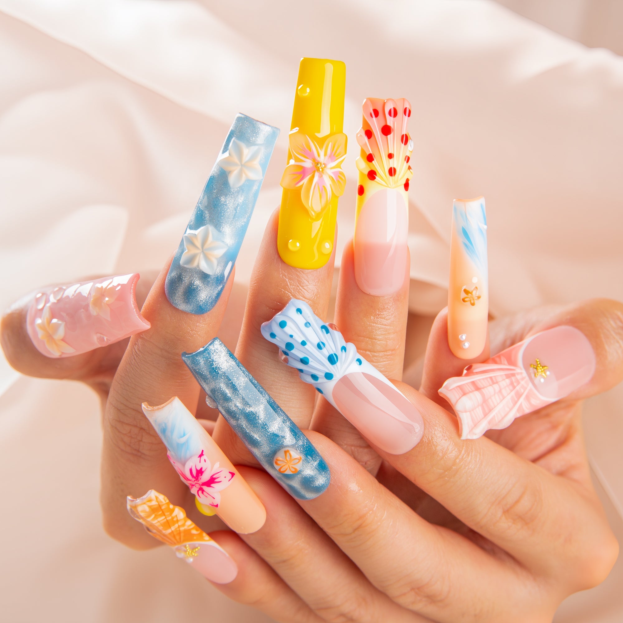 Ocean Blossom Handmade Nails H820