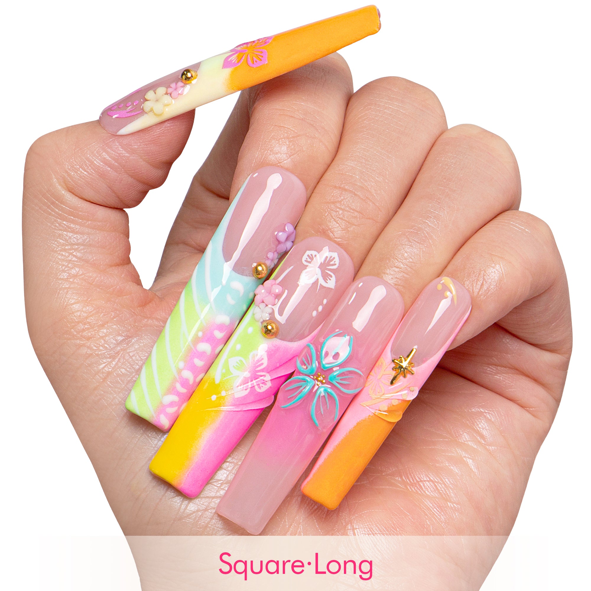 Neon Tropic Handmade Nails H829